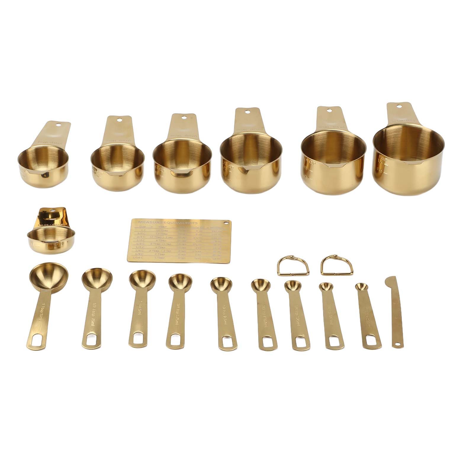 18PCS Measuring Cup Stainless Steel Gold Coffee Spoon Cup Set Baking Scale Measuring Scoop Cup Set - Image 4
