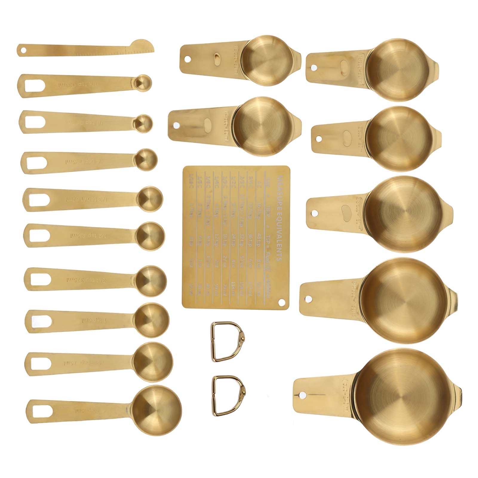 18PCS Measuring Cup Stainless Steel Gold Coffee Spoon Cup Set Baking Scale Measuring Scoop Cup Set - Image 5