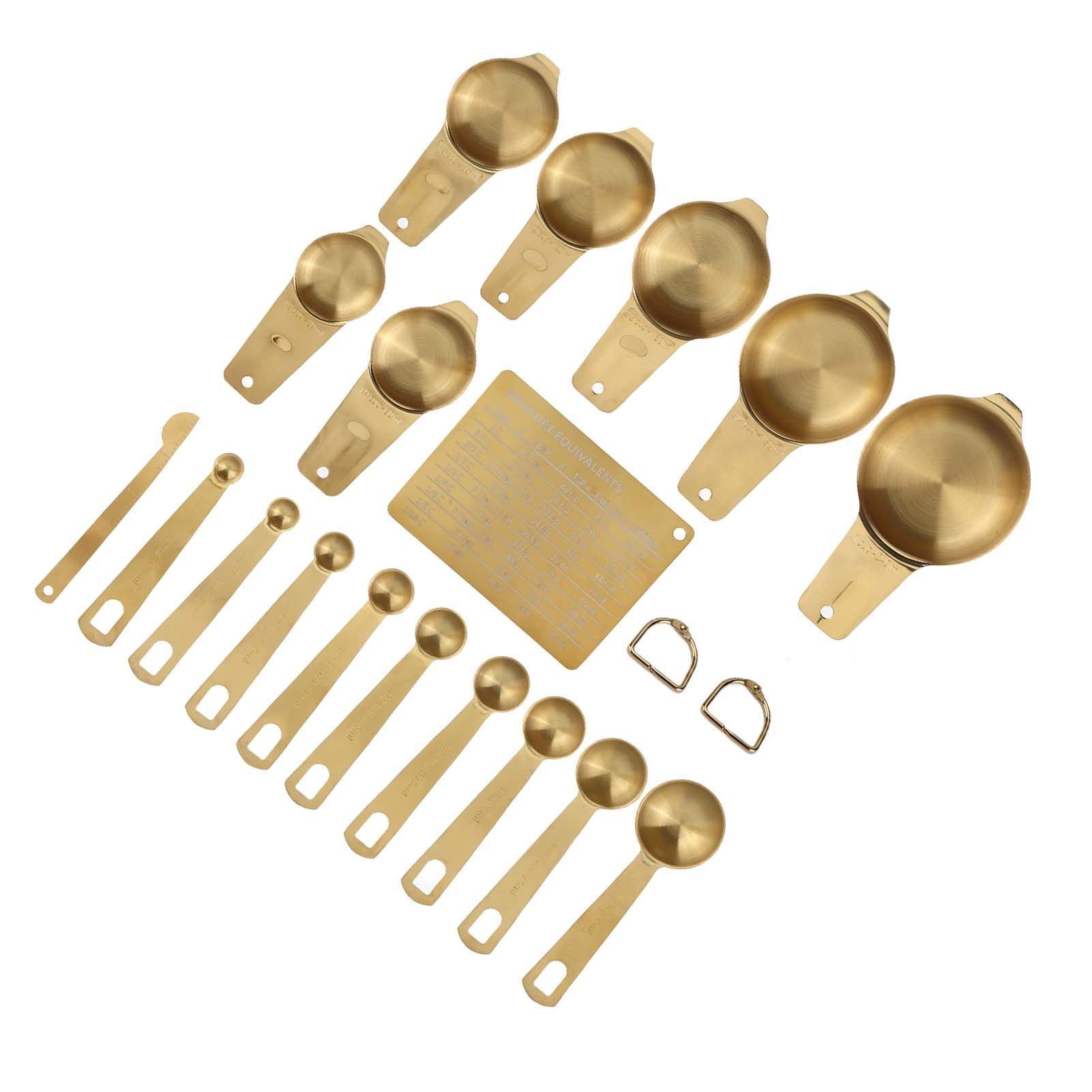 18PCS Measuring Cup Stainless Steel Gold Coffee Spoon Cup Set Baking Scale Measuring Scoop Cup Set - Image 6