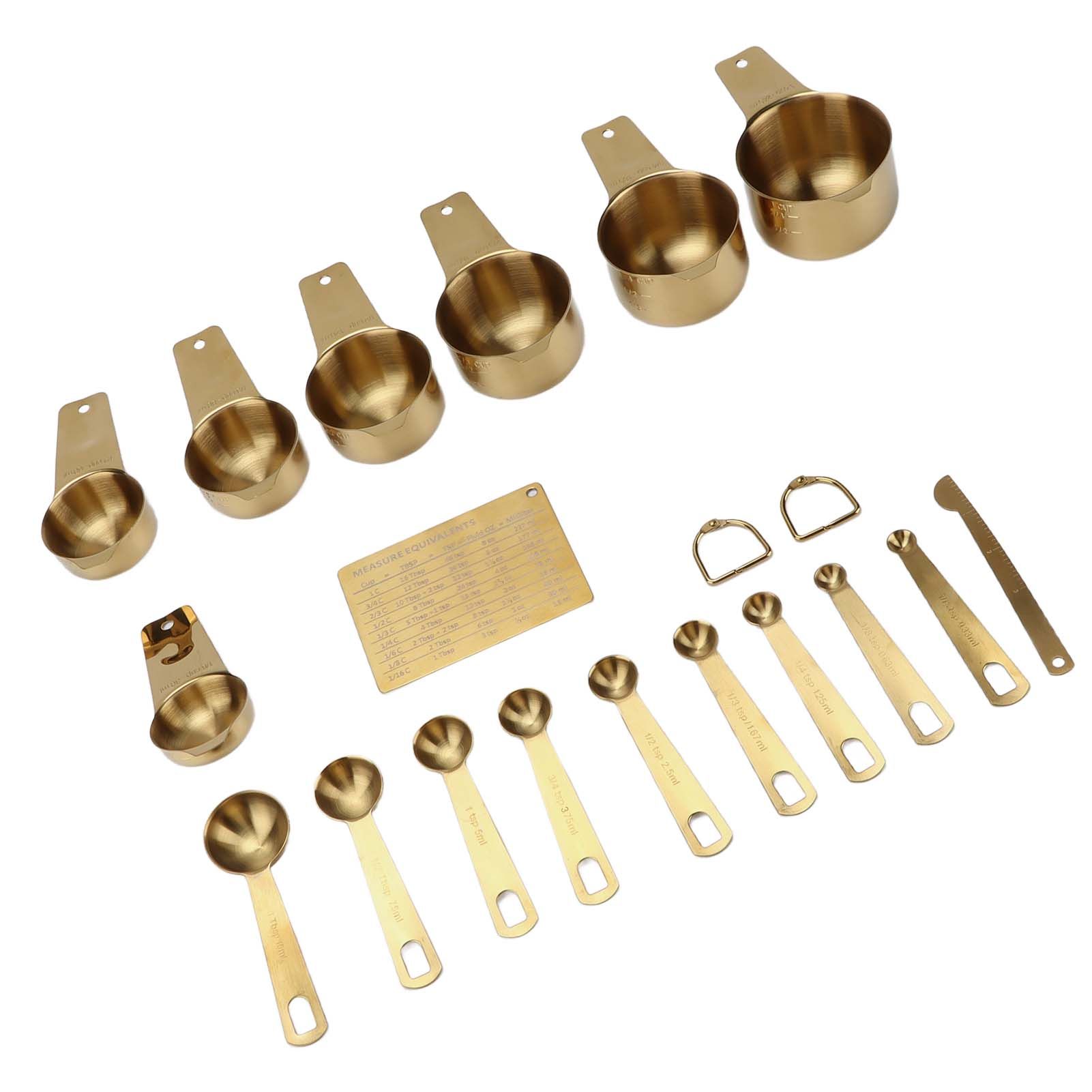 18PCS Measuring Cup Stainless Steel Gold Coffee Spoon Cup Set Baking Scale Measuring Scoop Cup Set - Image 7