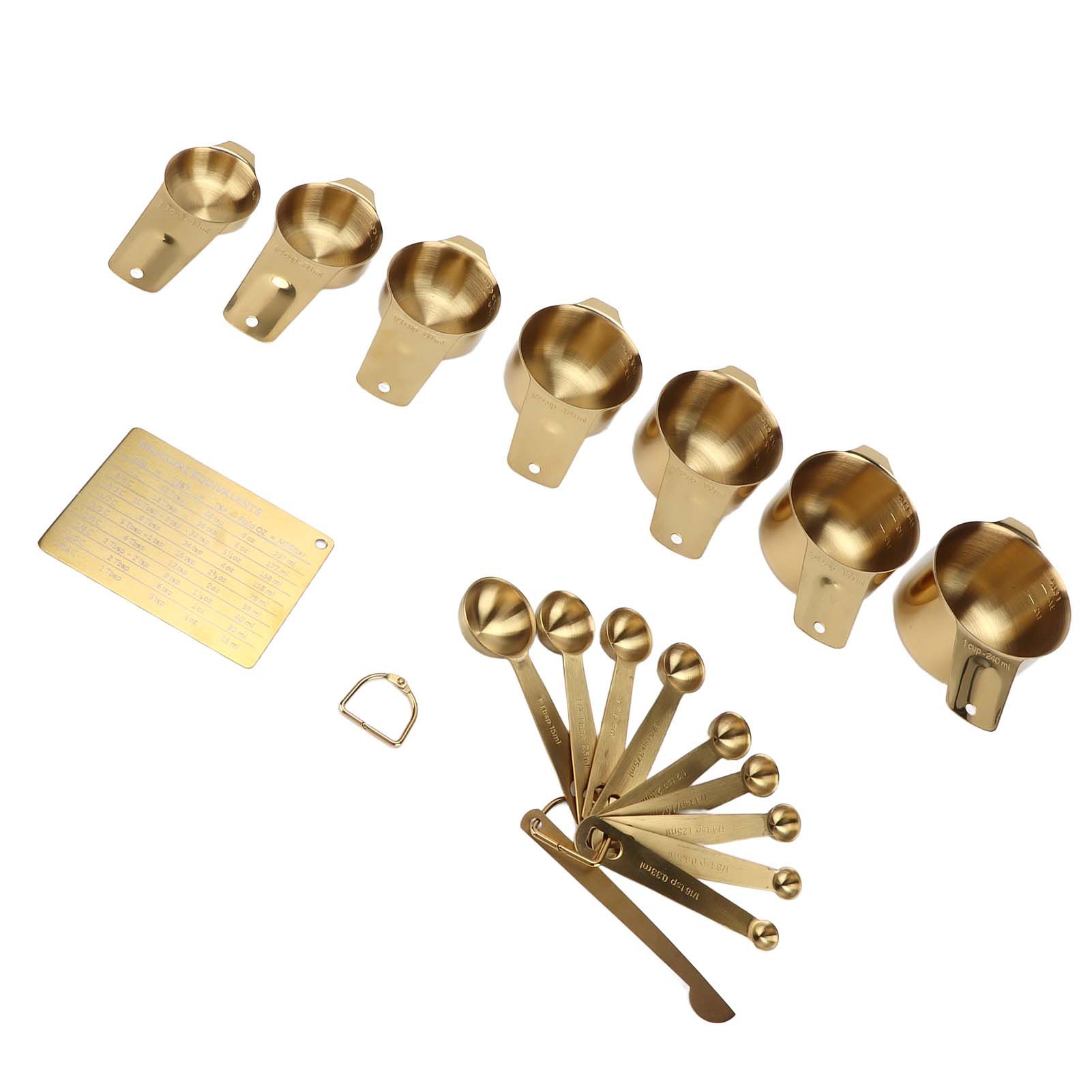 18PCS Measuring Cup Stainless Steel Gold Coffee Spoon Cup Set Baking Scale Measuring Scoop Cup Set - Image 8