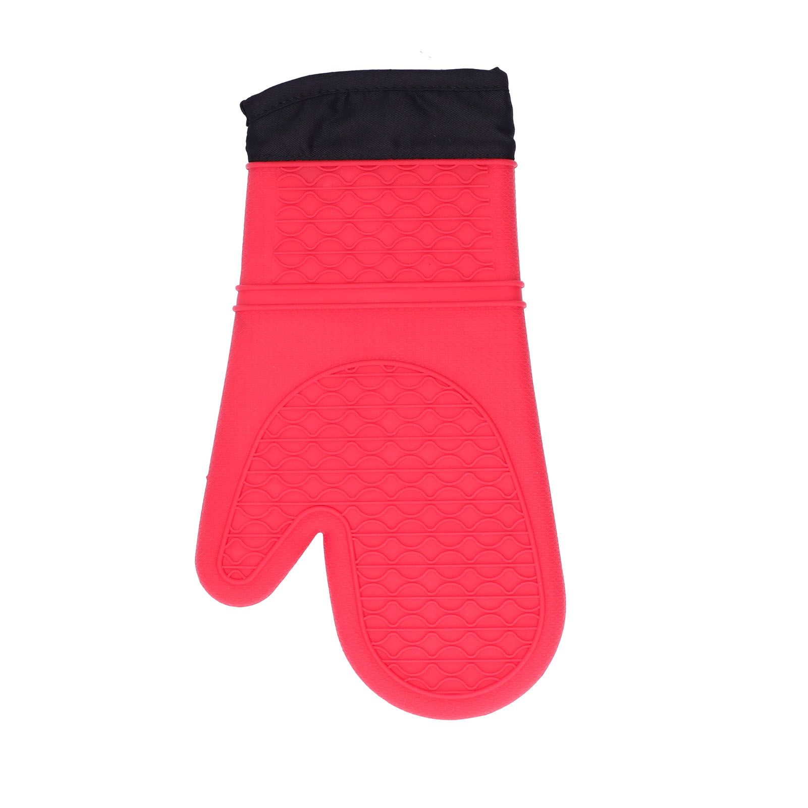 Silicone Oven Mitts with Cotton Heat Insulated Anti Scalding Baking Gloves for Home KitchenRed - Image 1