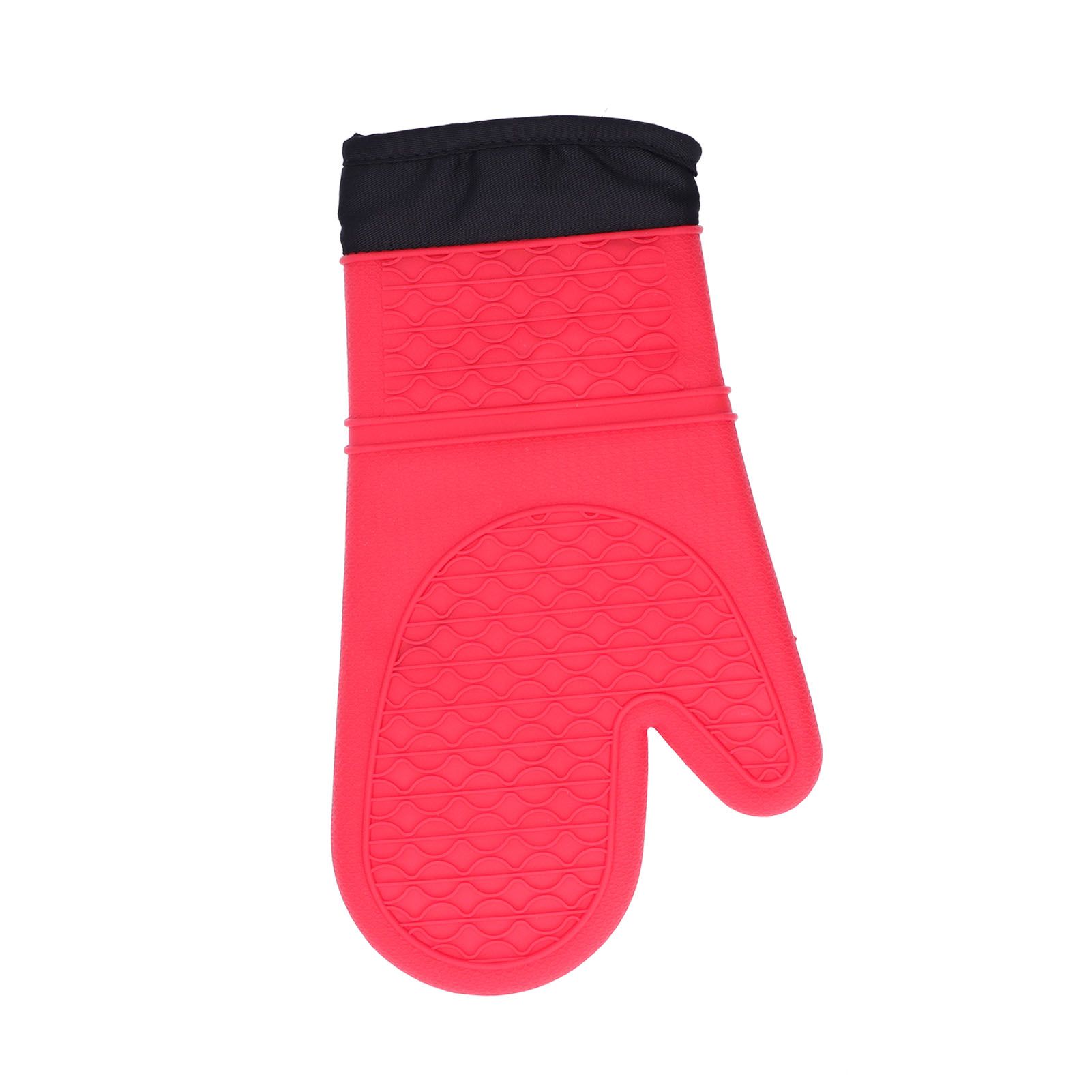 Silicone Oven Mitts with Cotton Heat Insulated Anti Scalding Baking Gloves for Home KitchenRed - Image 2