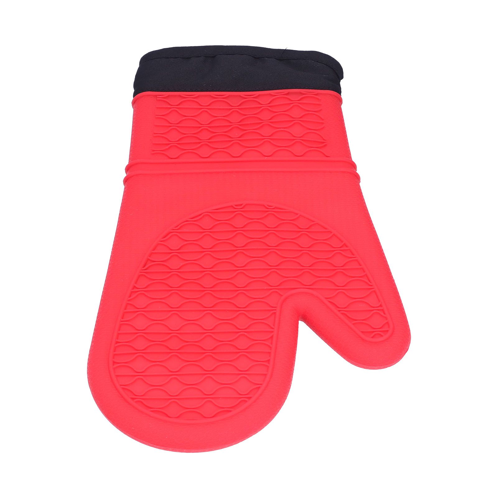 Silicone Oven Mitts with Cotton Heat Insulated Anti Scalding Baking Gloves for Home KitchenRed - Image 3