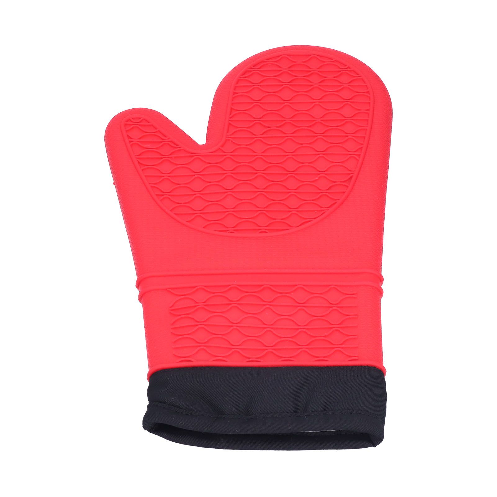Silicone Oven Mitts with Cotton Heat Insulated Anti Scalding Baking Gloves for Home KitchenRed - Image 4