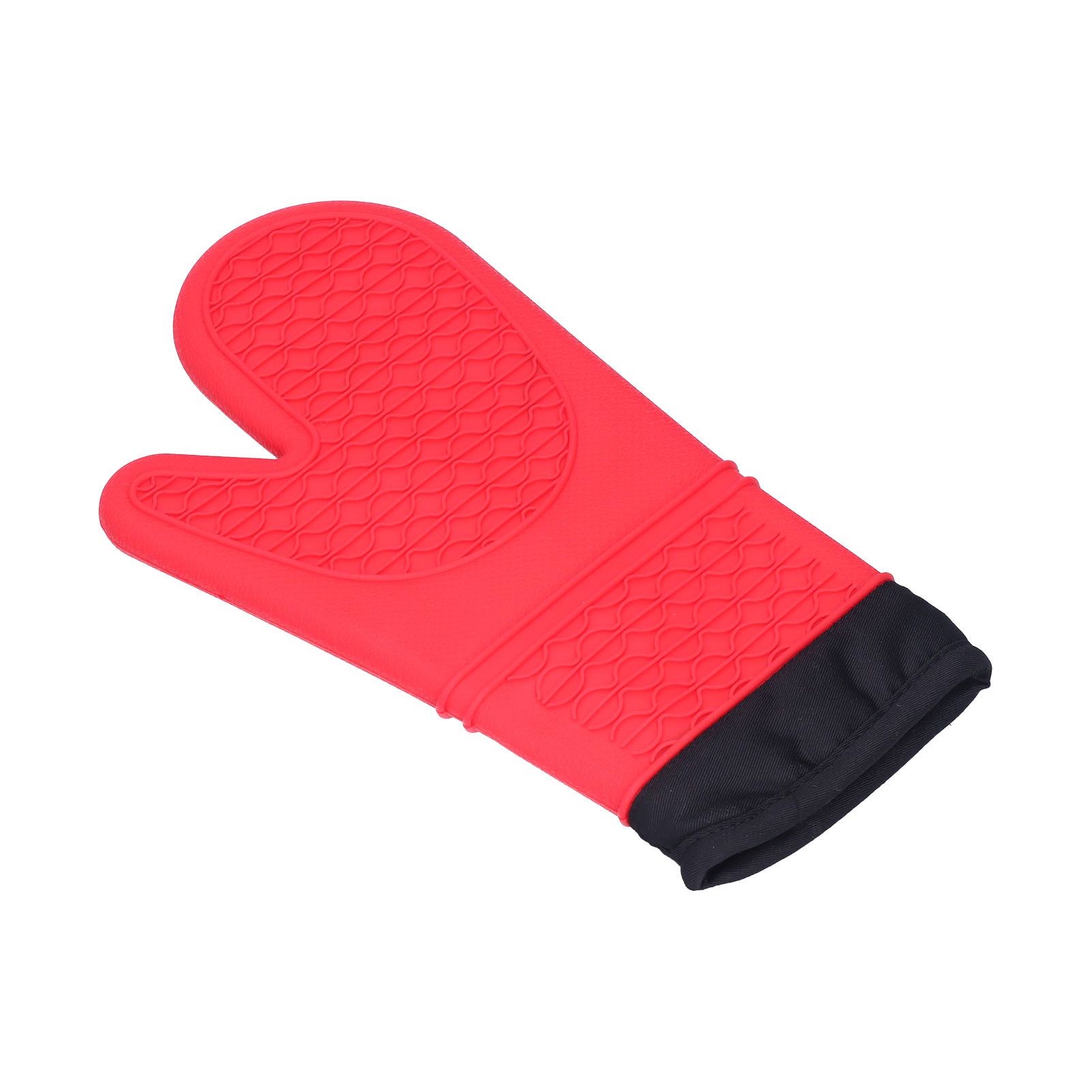 Silicone Oven Mitts with Cotton Heat Insulated Anti Scalding Baking Gloves for Home KitchenRed - Image 5