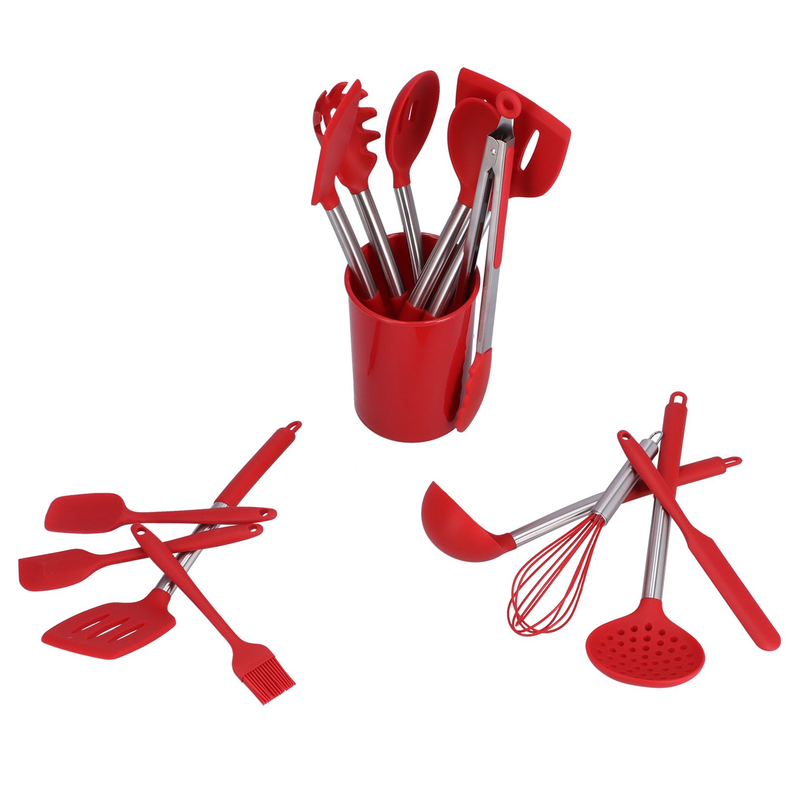 15PCS/Set Silicone Cooking Utensil Set with Stainless Steel Handle Kitchen Spatulas Spoon Cooking ToolsRed - Image 8