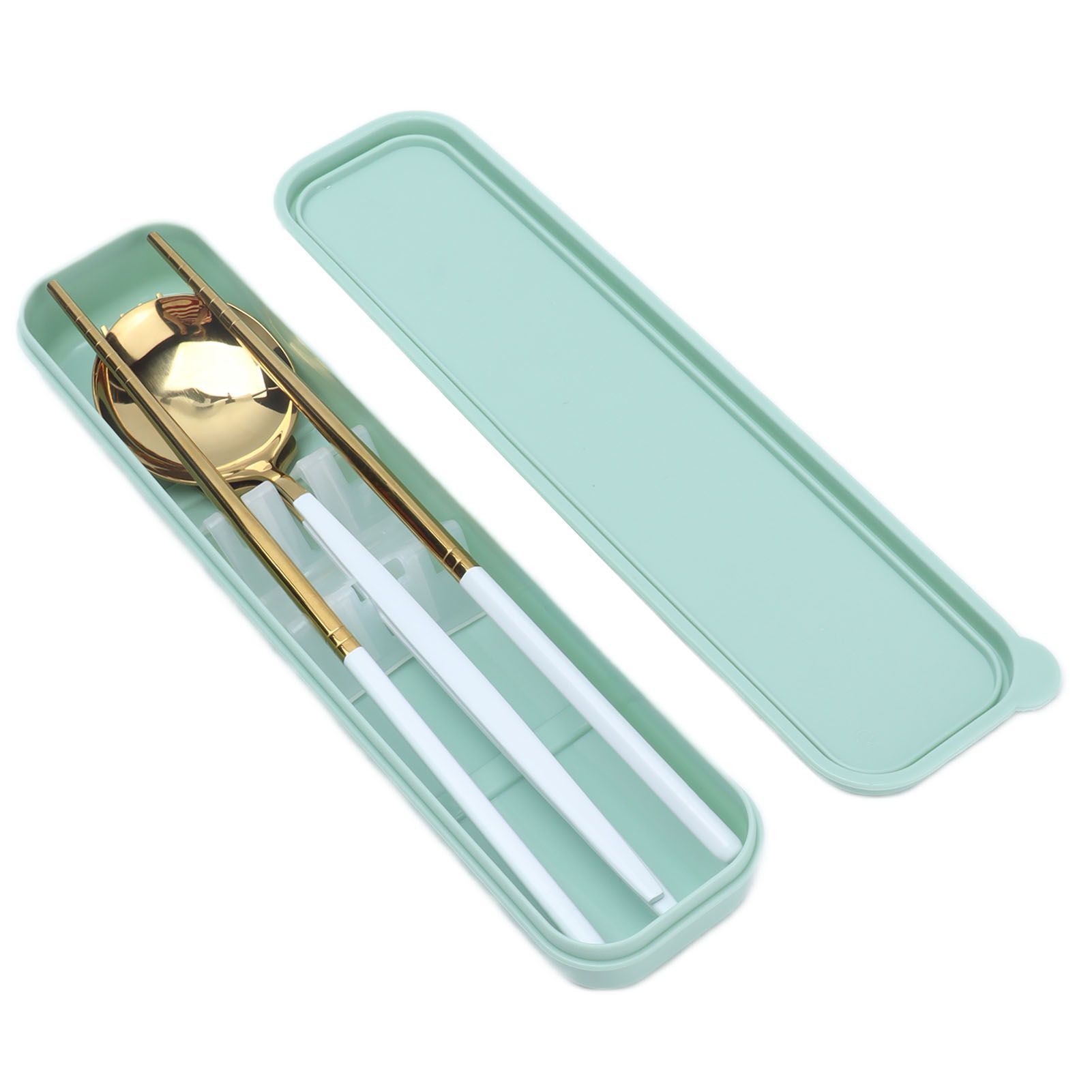 Portable Cutlery Set Stainless Steel Tableware Anti Corrosion Non Slip Anti Fading Chopsticks Spoon for Outdoor OfficeWhite Gold - Image 6
