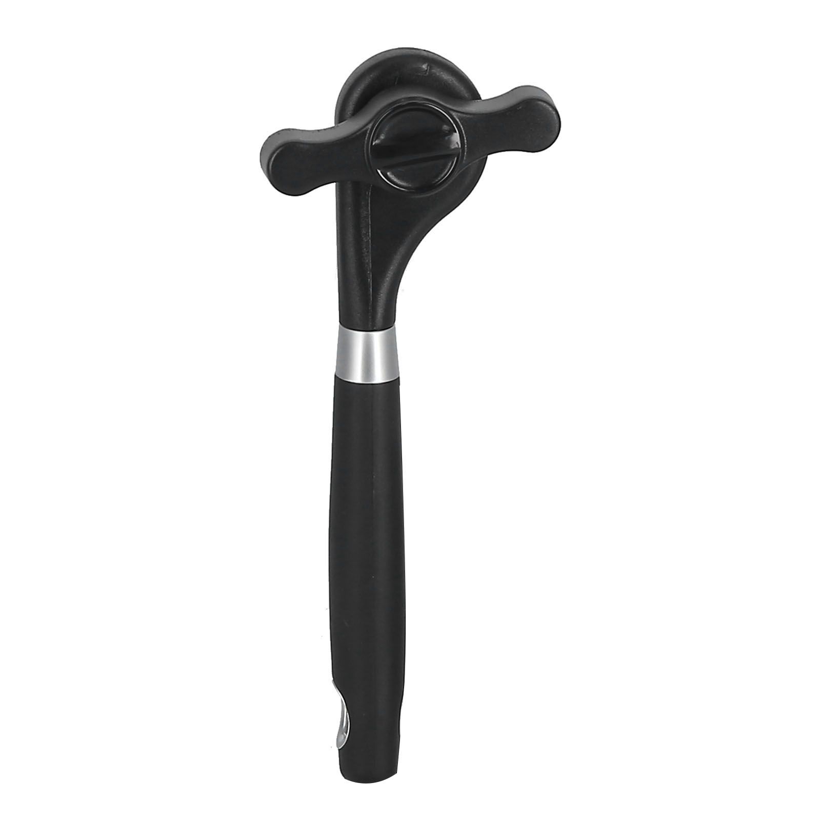 Manual Can Opener Stainless Steel Bottle Opener with Smooth Edge and Non Slip Handle Black for KitchenStraight Handle K3 - Image 1