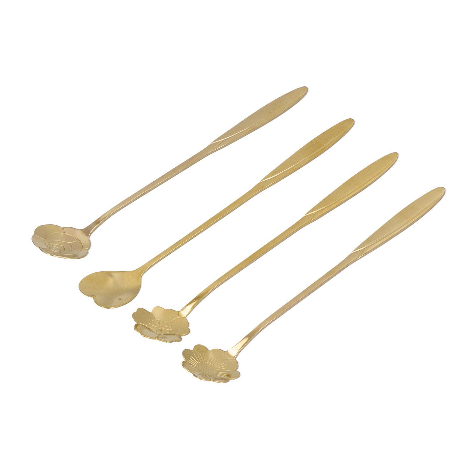 4PCS Mixing Spoon Flower Heart Shaped Coffee Spoon Stainless Steel Desert Scoop Ice Tea SpoonGold - Image 7