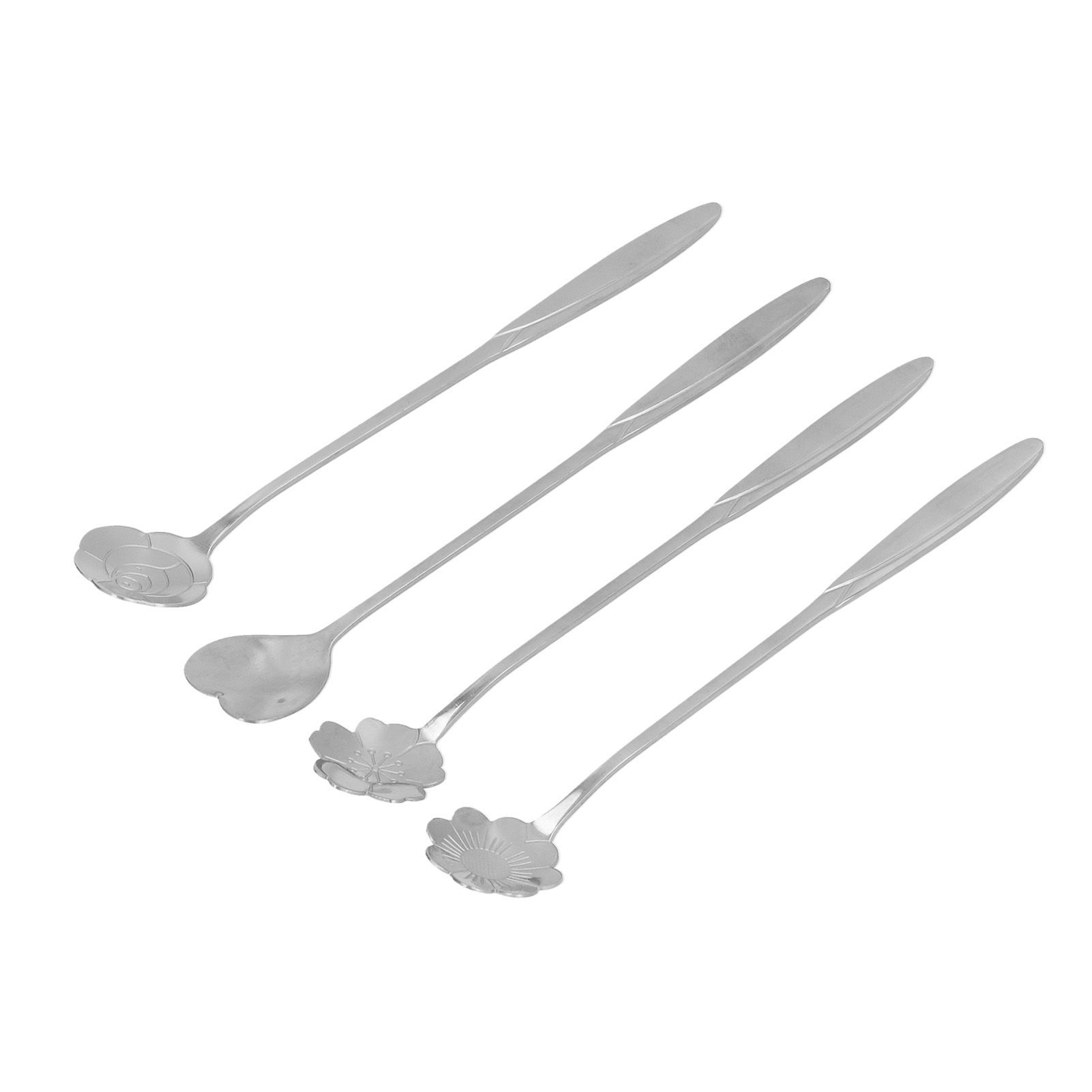 4PCS Mixing Spoon Flower Heart Shaped Coffee Spoon Stainless Steel Desert Scoop Ice Tea SpoonSilver - Image 7