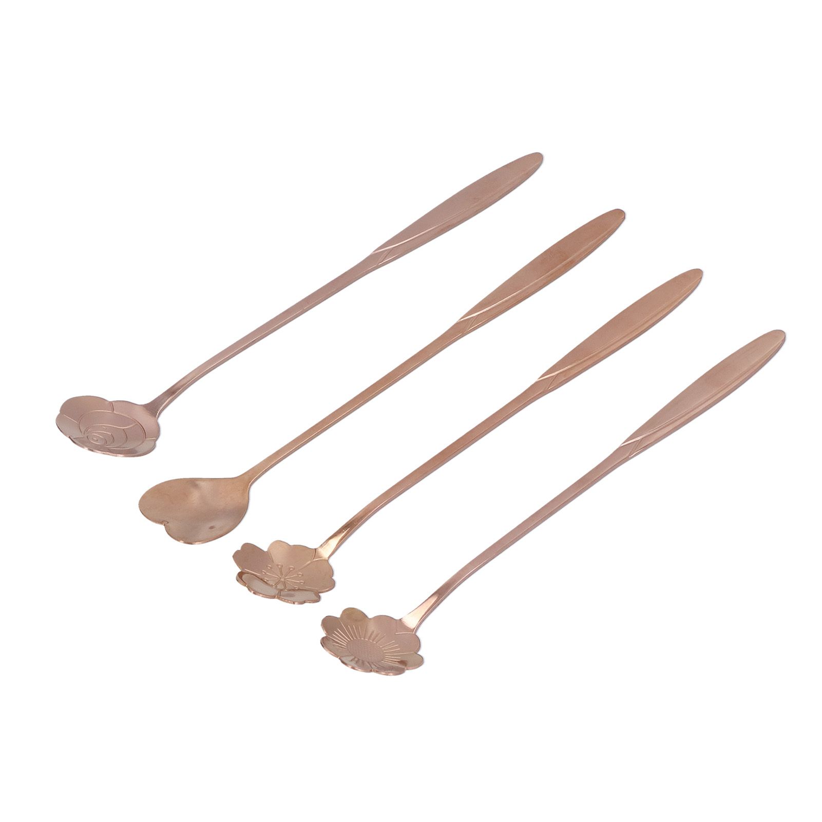 4PCS Mixing Spoon Flower Heart Shaped Coffee Spoon Stainless Steel Desert Scoop Ice Tea SpoonRose Gold - Image 7