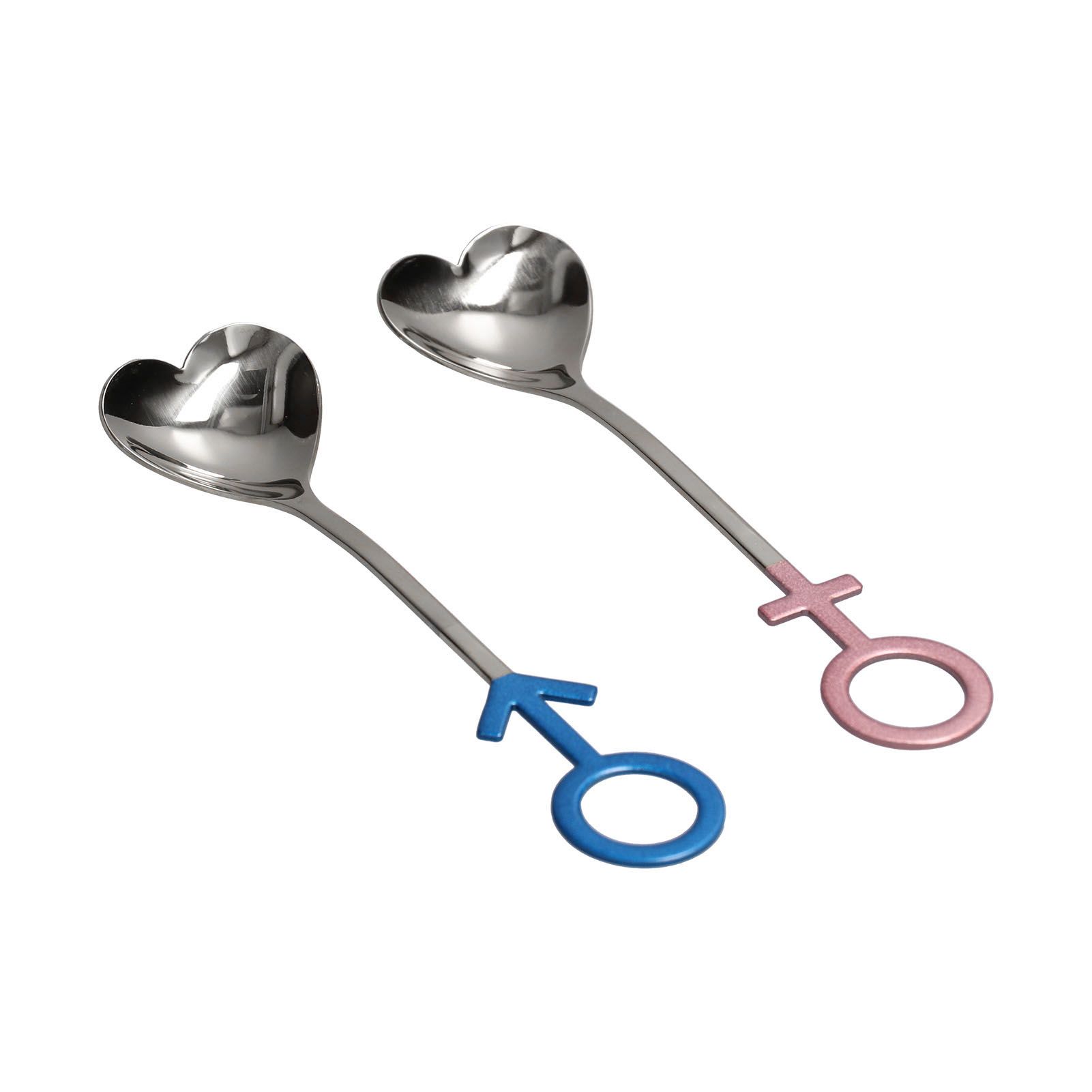 Innovative Heart Shaped Couple Spoon 304 Stainless Steel Spoon for Kitchen Home RestaurantBlue Pink Silver - Image 2