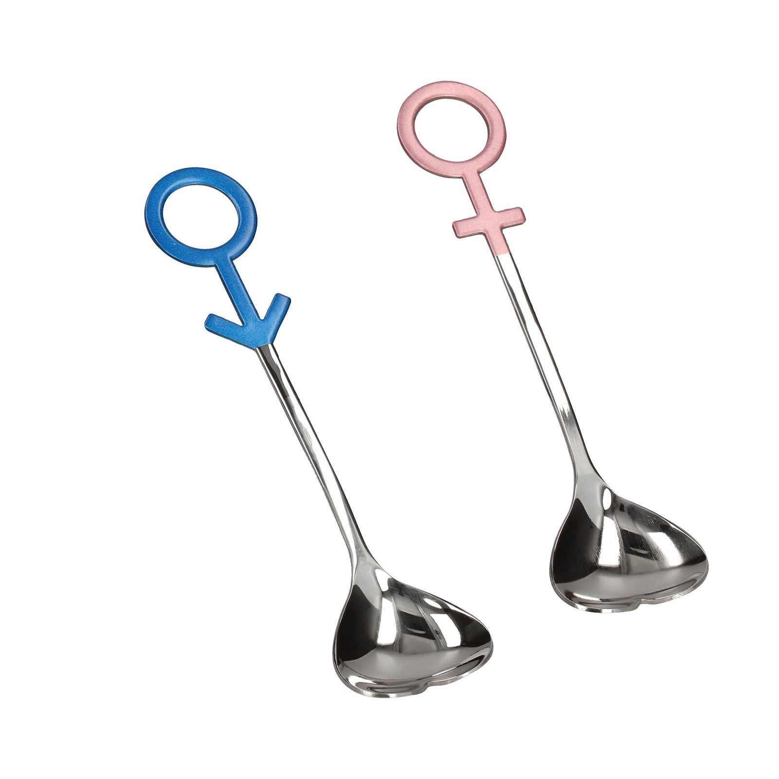 Innovative Heart Shaped Couple Spoon 304 Stainless Steel Spoon for Kitchen Home RestaurantBlue Pink Silver - Image 5