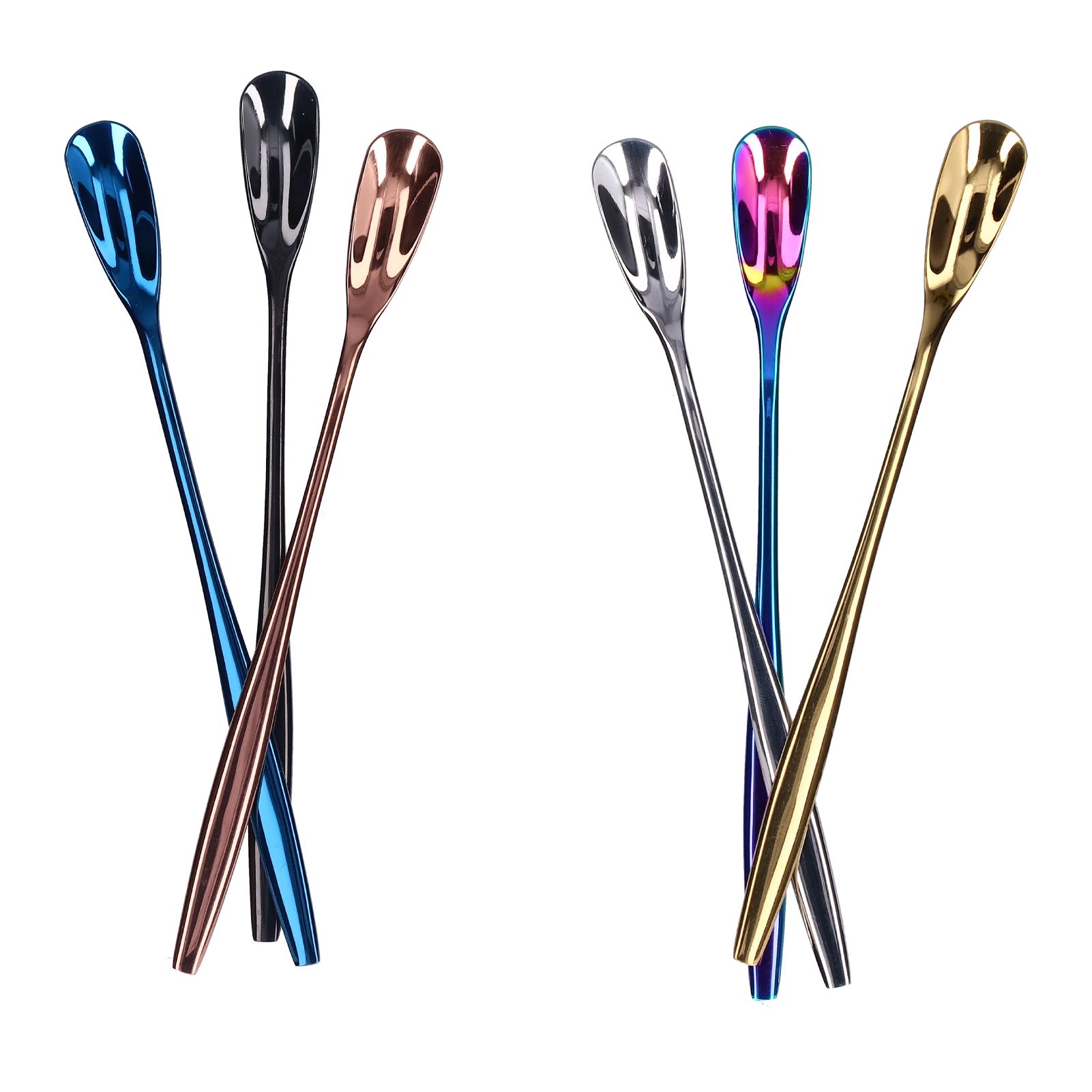 6PCS Coffee Spoon Stainless Steel Mixing Spoon Thickened Long Handle Ice Tea Desert Scoop - Image 2