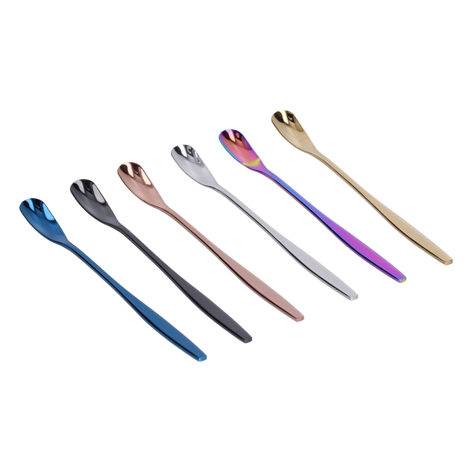 6PCS Coffee Spoon Stainless Steel Mixing Spoon Thickened Long Handle Ice Tea Desert Scoop - Image 3