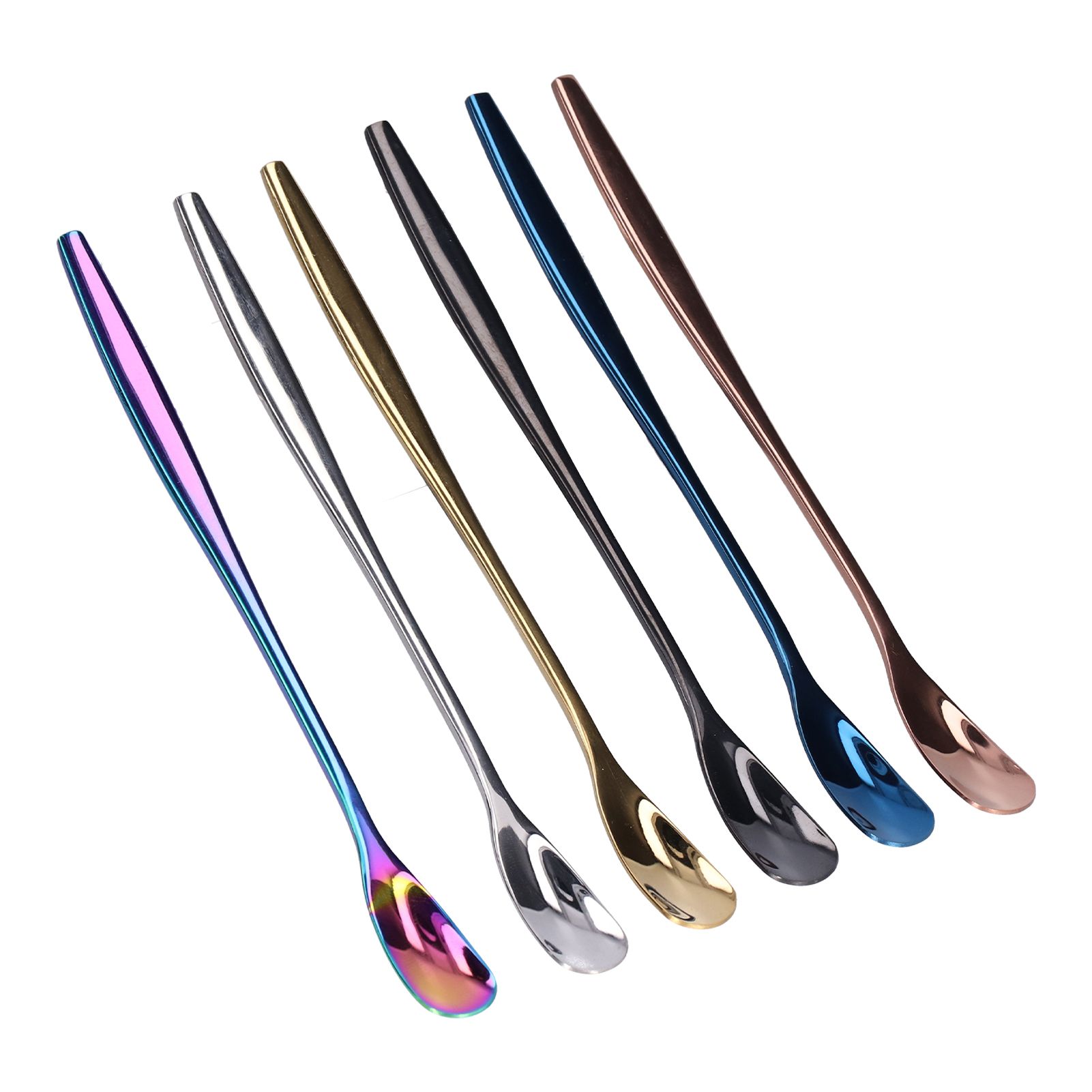 6PCS Coffee Spoon Stainless Steel Mixing Spoon Thickened Long Handle Ice Tea Desert Scoop - Image 7