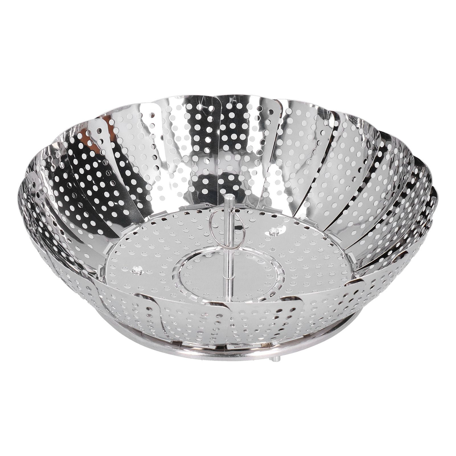 Stainless Steel Steamer Basket 28cm Diameter Retractable Foldable Steaming Rack for Home - Image 1