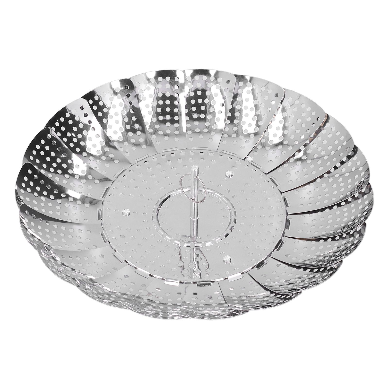Stainless Steel Steamer Basket 28cm Diameter Retractable Foldable Steaming Rack for Home - Image 2