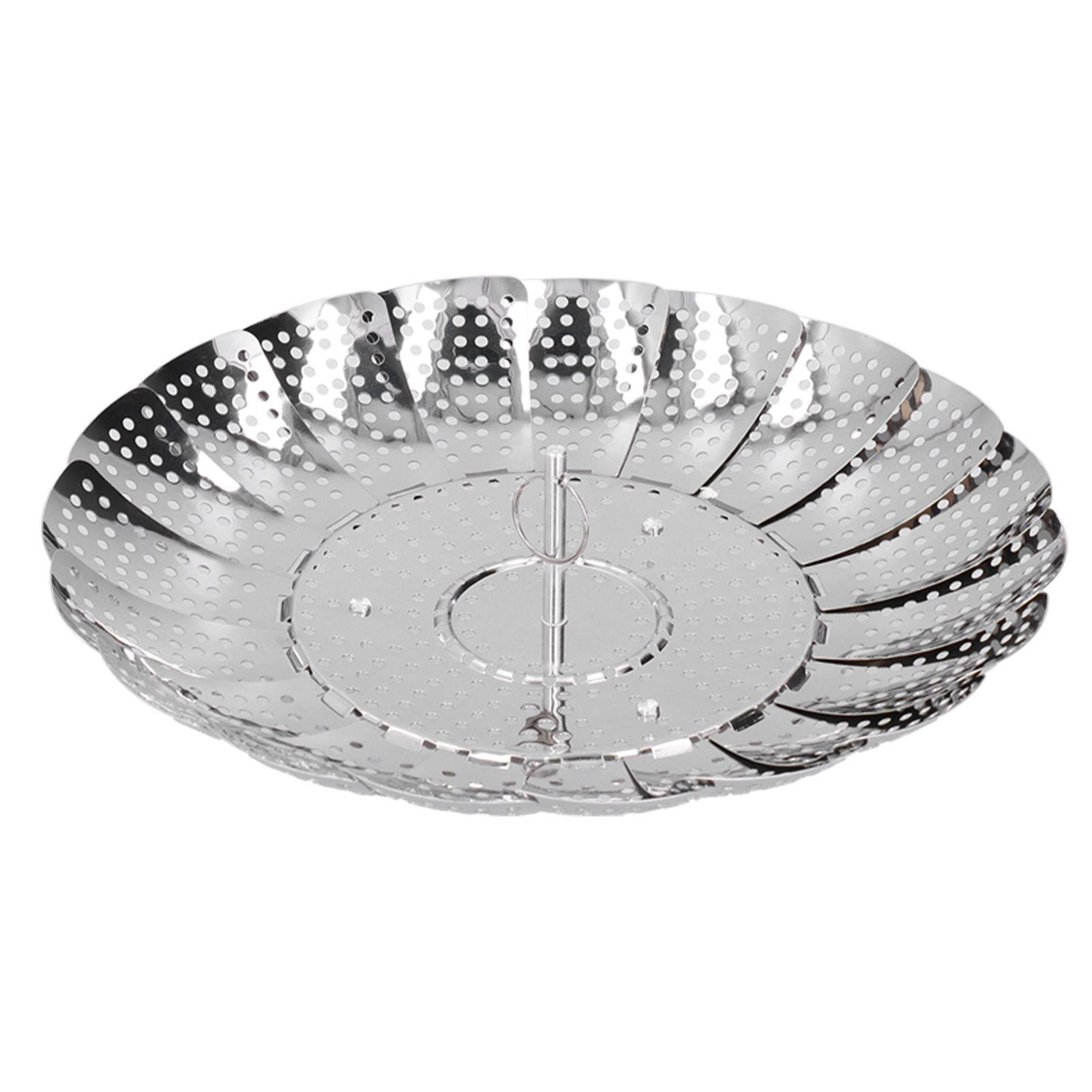 Stainless Steel Steamer Basket 28cm Diameter Retractable Foldable Steaming Rack for Home - Image 3
