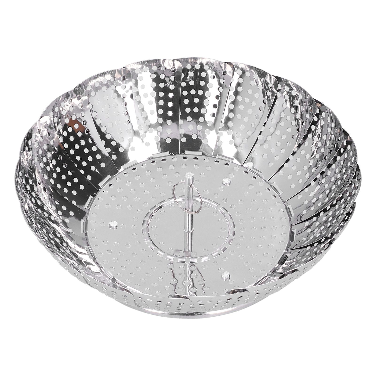 Stainless Steel Steamer Basket 28cm Diameter Retractable Foldable Steaming Rack for Home - Image 4