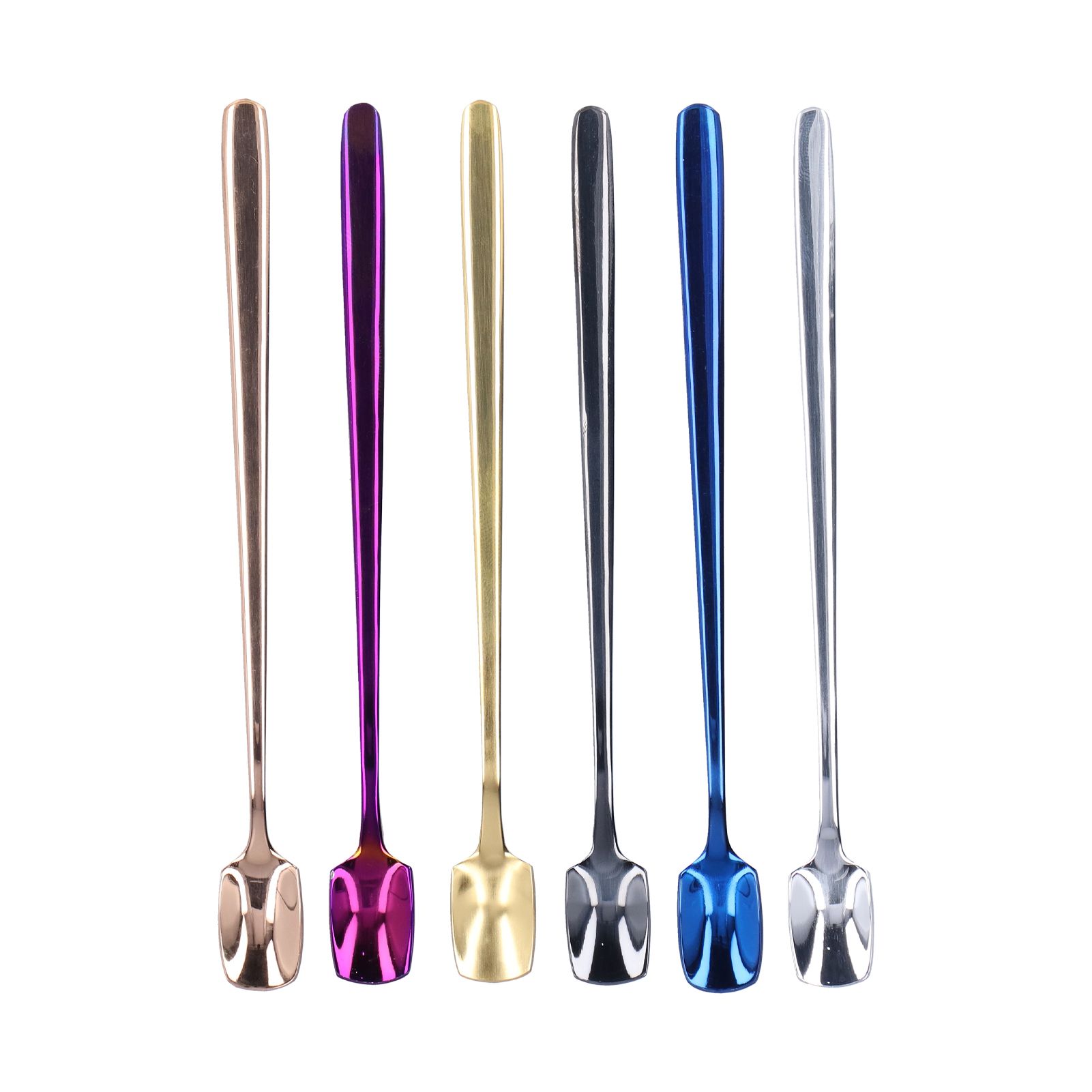 6 Pcs Dessert Spoon 304 Stainless Steel Mixing Spoon Shovel Long Handle Thickened Spoon Set for Dessert Ice Cream 15cm - Image 1