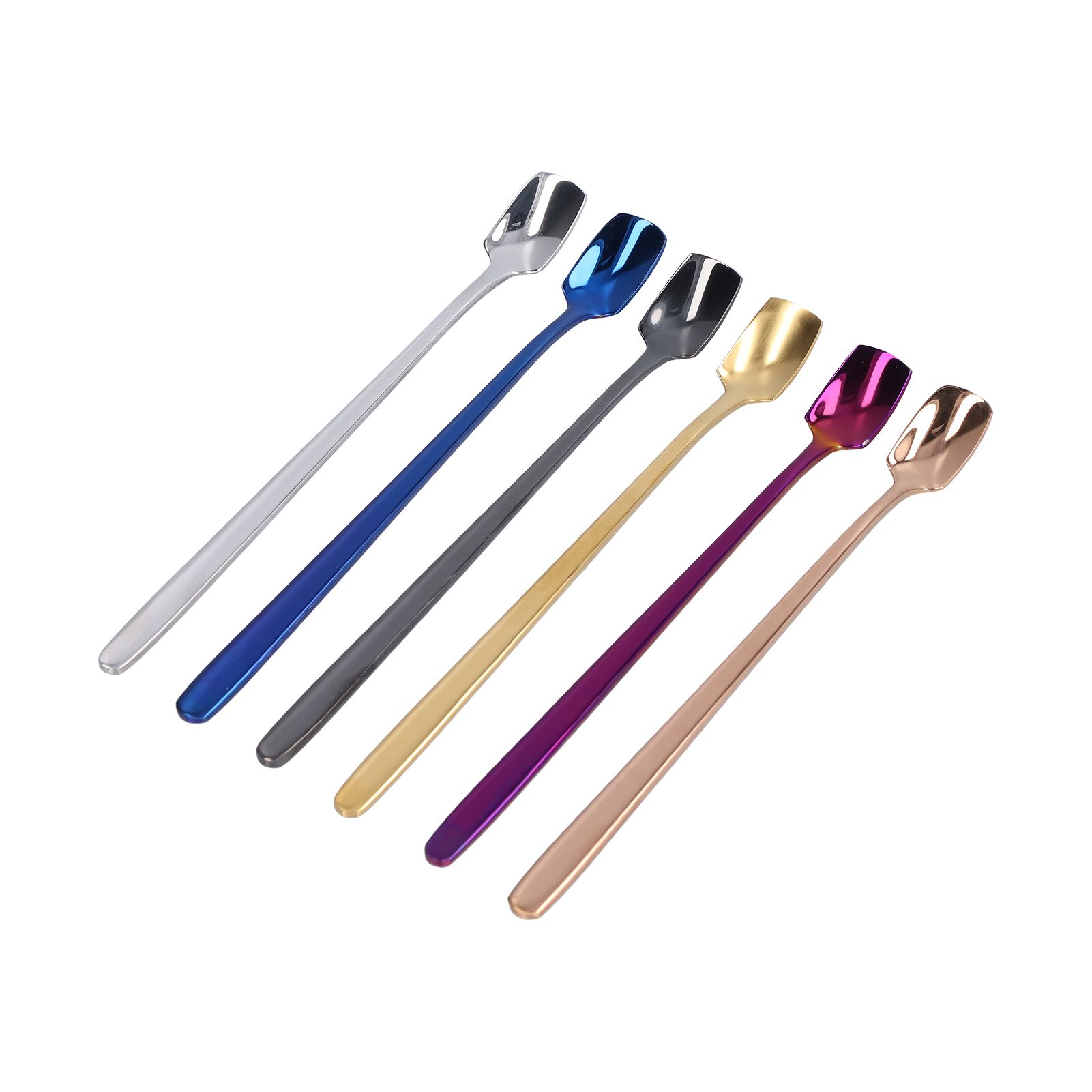 6 Pcs Dessert Spoon 304 Stainless Steel Mixing Spoon Shovel Long Handle Thickened Spoon Set for Dessert Ice Cream 15cm - Image 2
