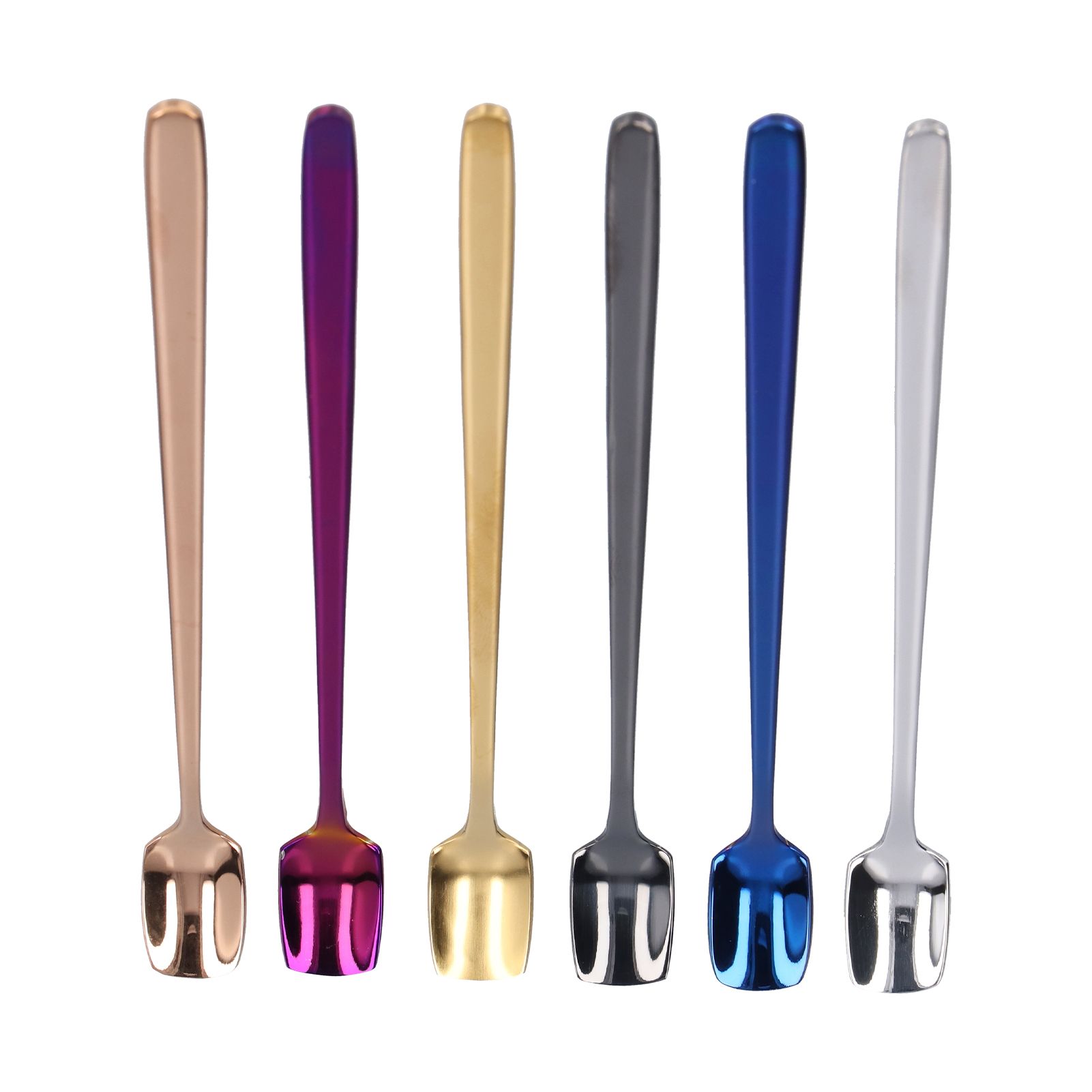 6 Pcs Dessert Spoon 304 Stainless Steel Mixing Spoon Shovel Long Handle Thickened Spoon Set for Dessert Ice Cream 15cm - Image 3