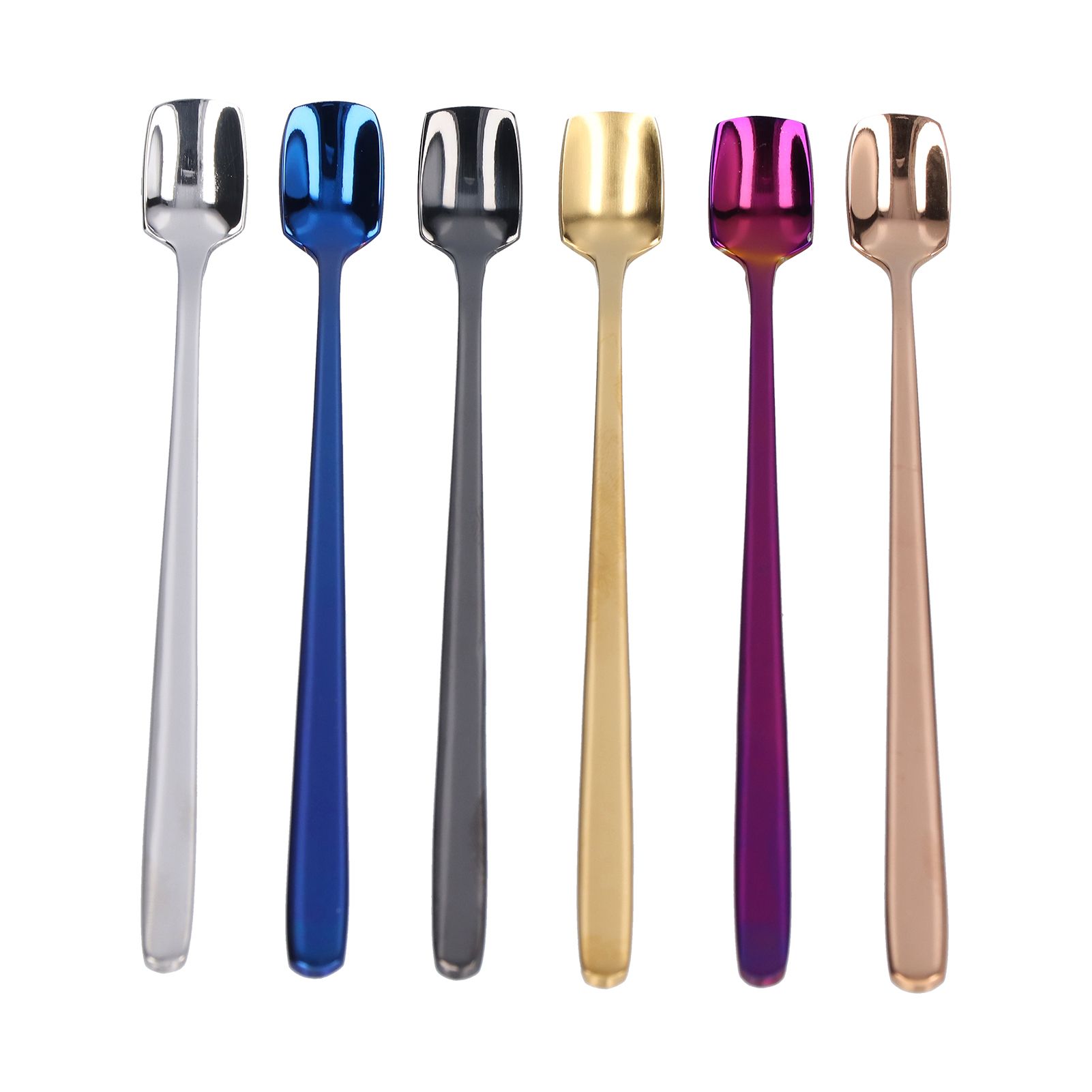 6 Pcs Dessert Spoon 304 Stainless Steel Mixing Spoon Shovel Long Handle Thickened Spoon Set for Dessert Ice Cream 15cm - Image 4