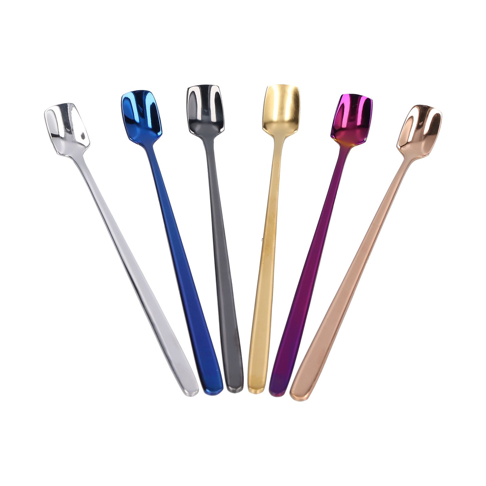 6 Pcs Dessert Spoon 304 Stainless Steel Mixing Spoon Shovel Long Handle Thickened Spoon Set for Dessert Ice Cream 15cm - Image 8
