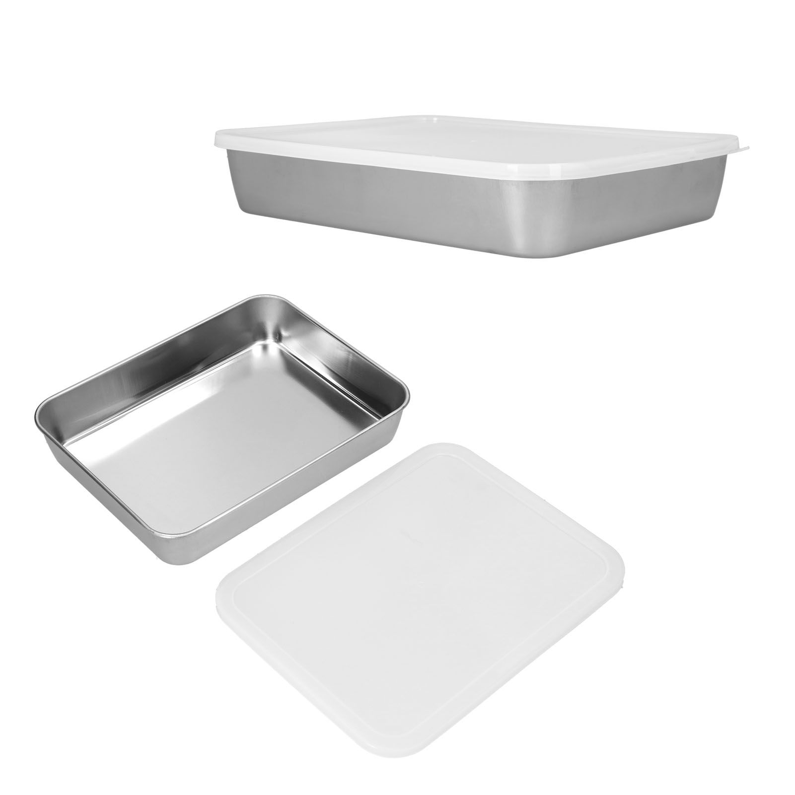 Stainless Steel Baking Tray Deep Flat Non Stick Baking Pan Food Storage Box with CoverM - Image 8
