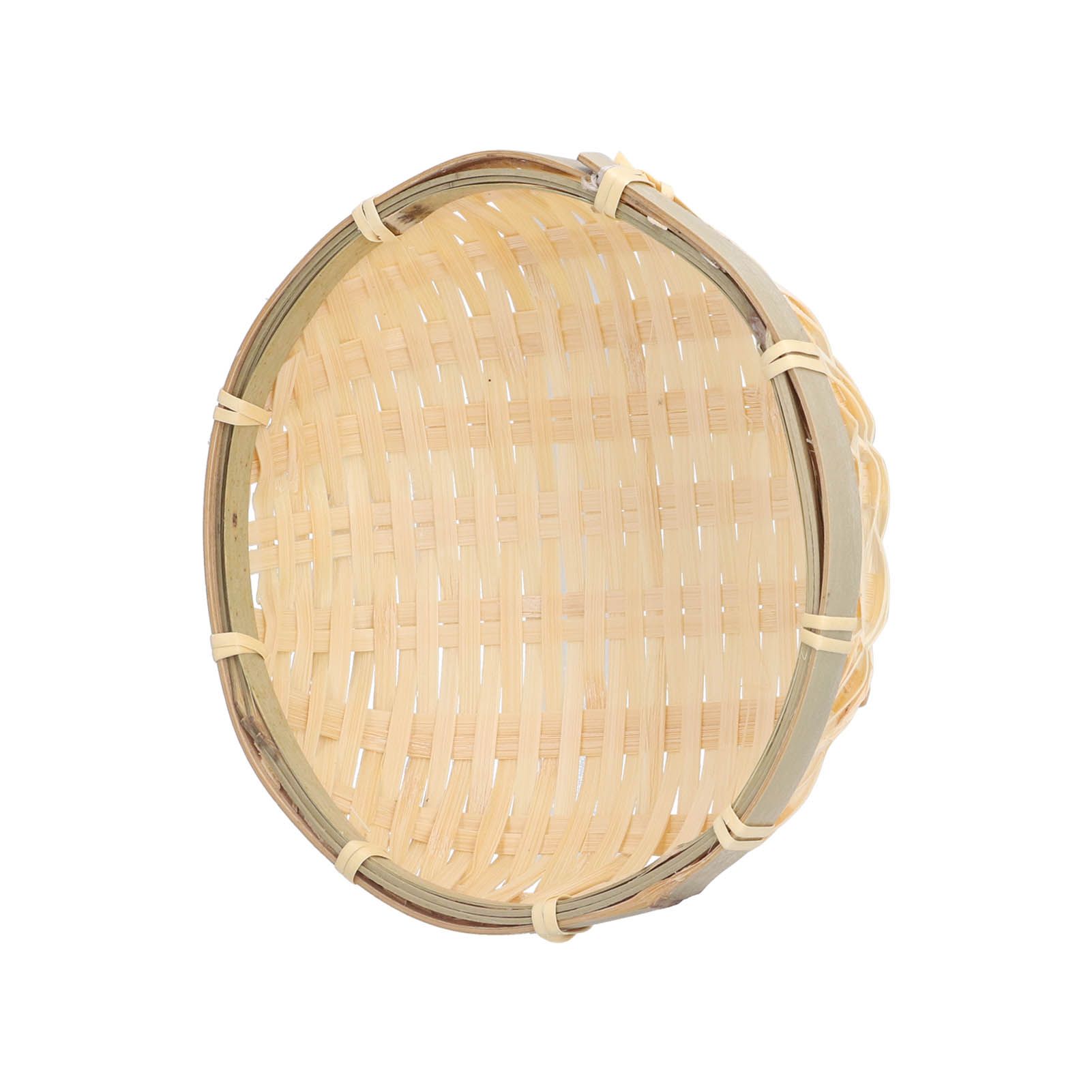 Fruit Basket Hand Woven Bamboo Mini Multifunctional Sturdy Serving Basket Tray for Living Room Kitchen 13x4cm - Image 2