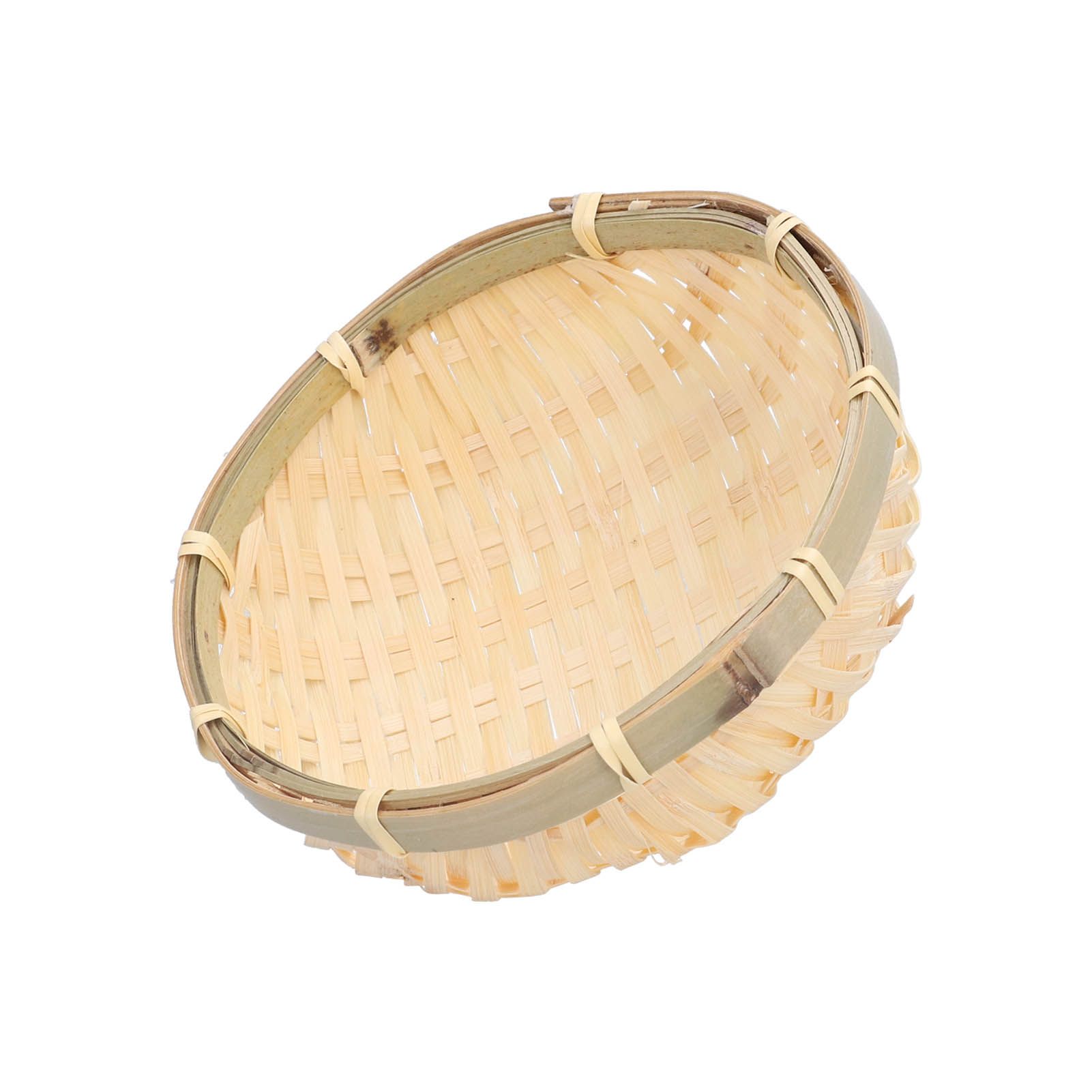 Fruit Basket Hand Woven Bamboo Mini Multifunctional Sturdy Serving Basket Tray for Living Room Kitchen 13x4cm - Image 4