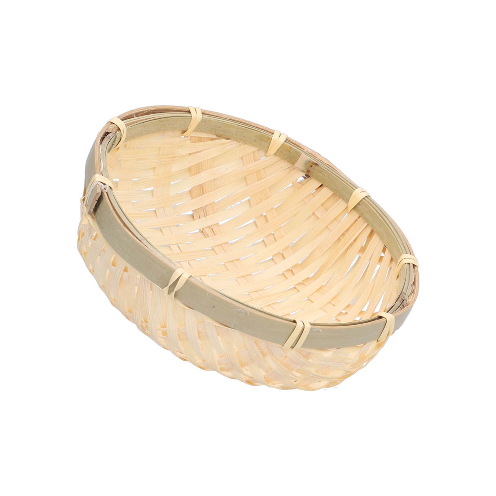Fruit Basket Hand Woven Bamboo Mini Multifunctional Sturdy Serving Basket Tray for Living Room Kitchen 13x4cm - Image 5