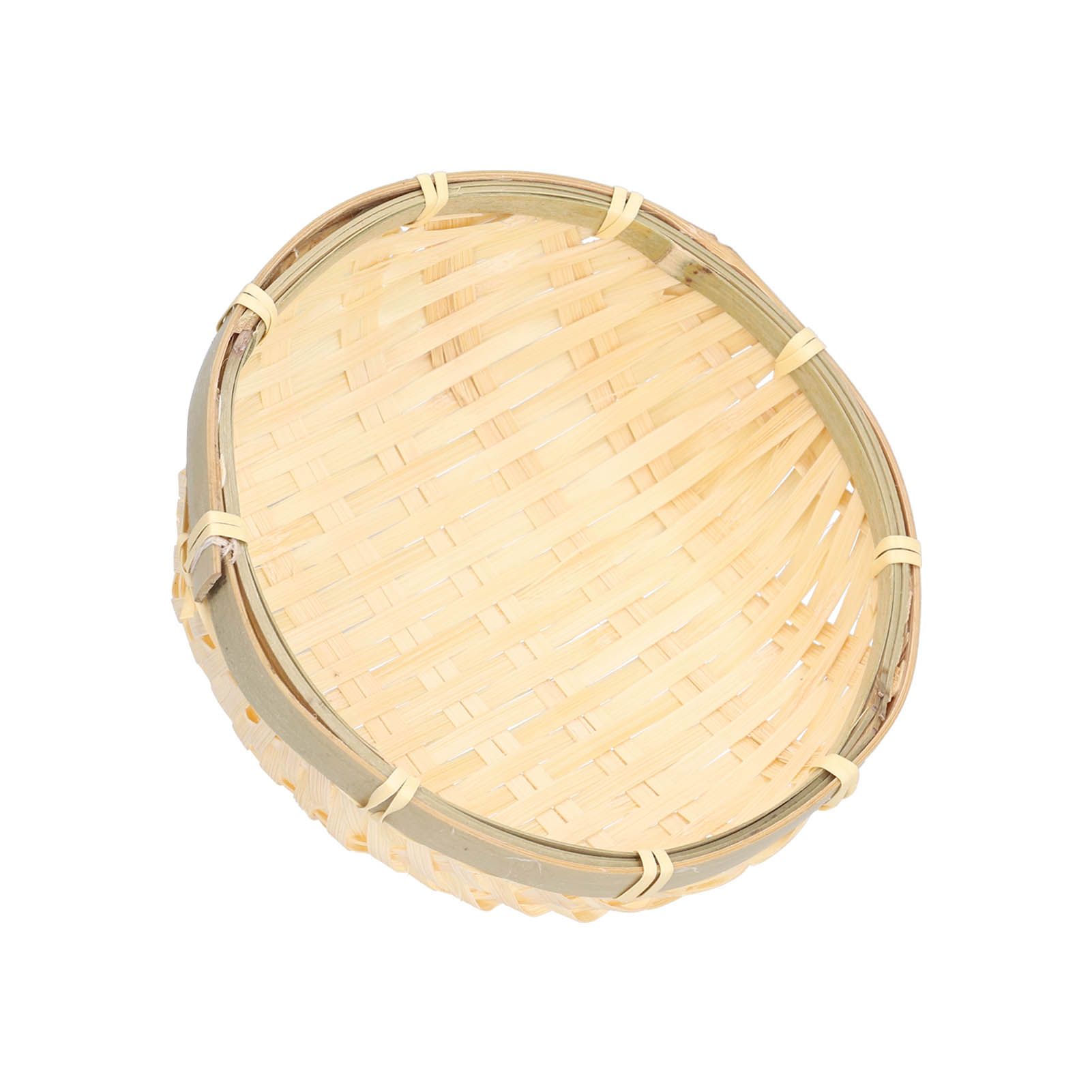 Fruit Basket Hand Woven Bamboo Mini Multifunctional Sturdy Serving Basket Tray for Living Room Kitchen 13x4cm - Image 7