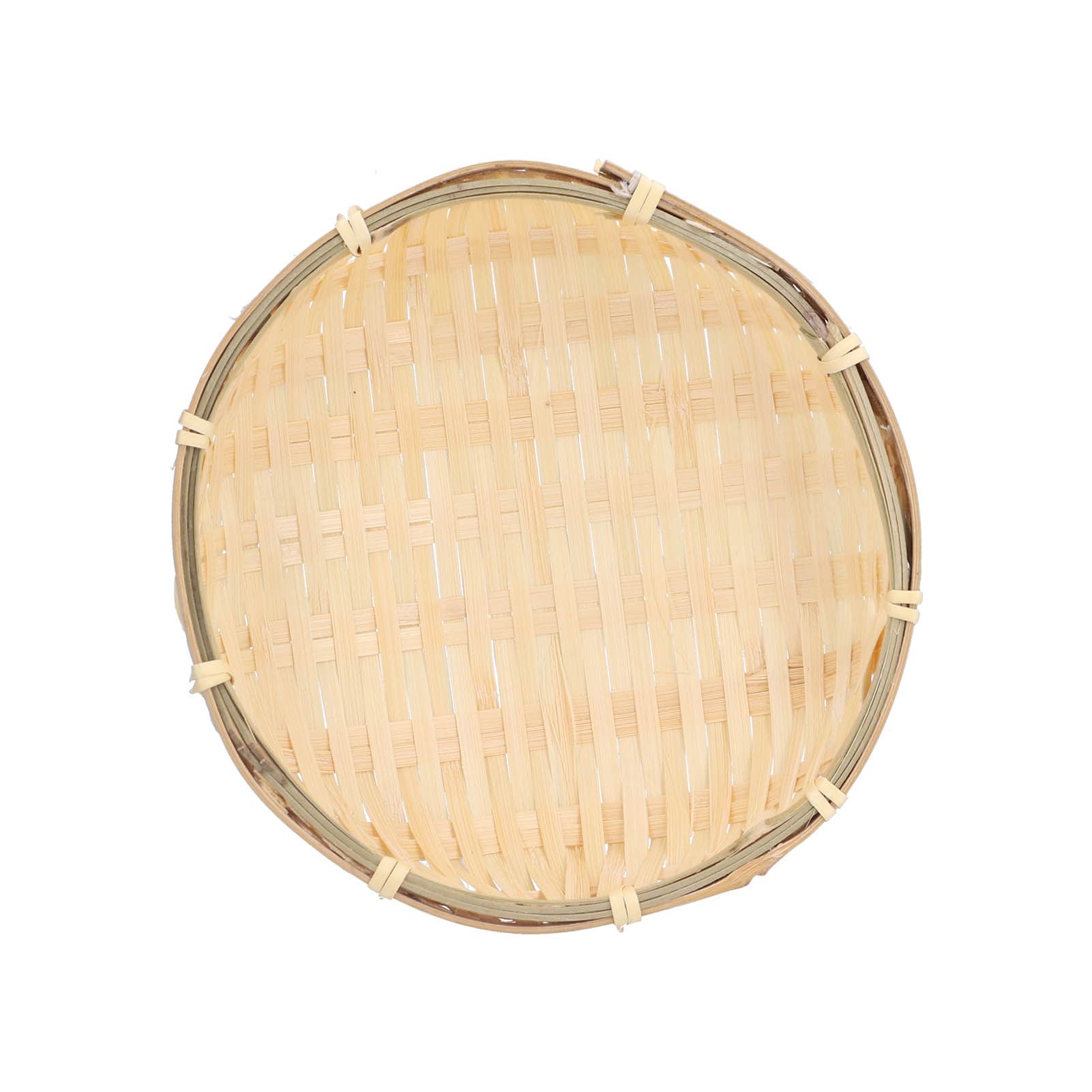 Fruit Basket Hand Woven Bamboo Mini Multifunctional Sturdy Serving Basket Tray for Living Room Kitchen 15x5cm - Image 1