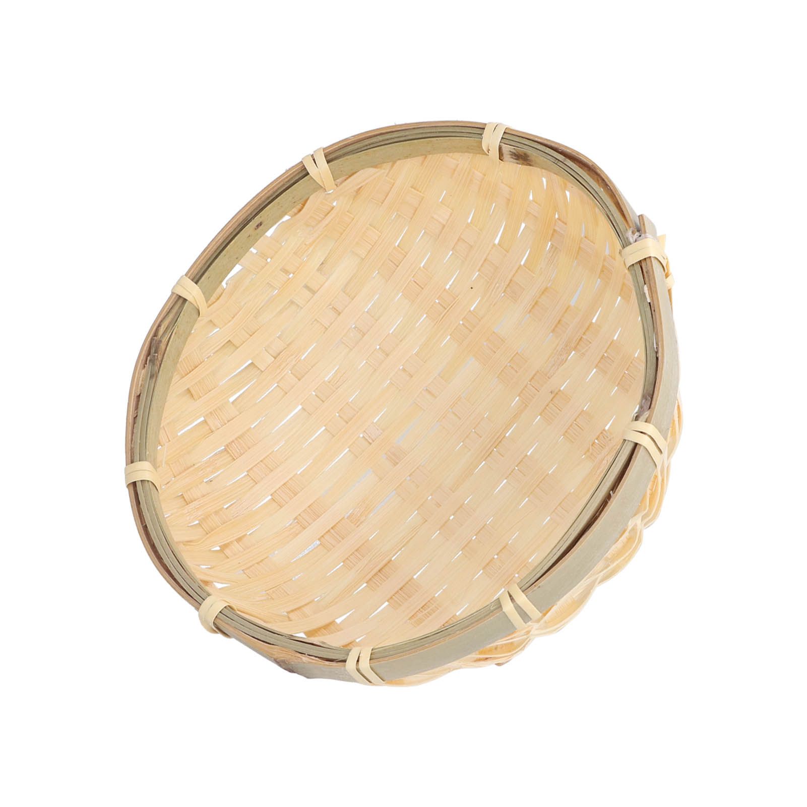 Fruit Basket Hand Woven Bamboo Mini Multifunctional Sturdy Serving Basket Tray for Living Room Kitchen 15x5cm - Image 3