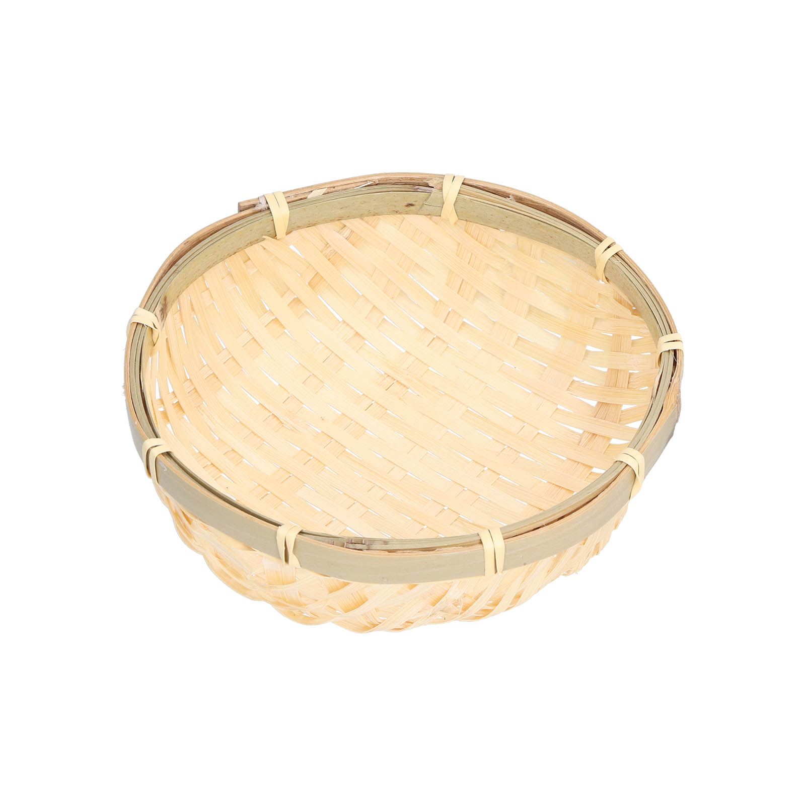 Fruit Basket Hand Woven Bamboo Mini Multifunctional Sturdy Serving Basket Tray for Living Room Kitchen 15x5cm - Image 6
