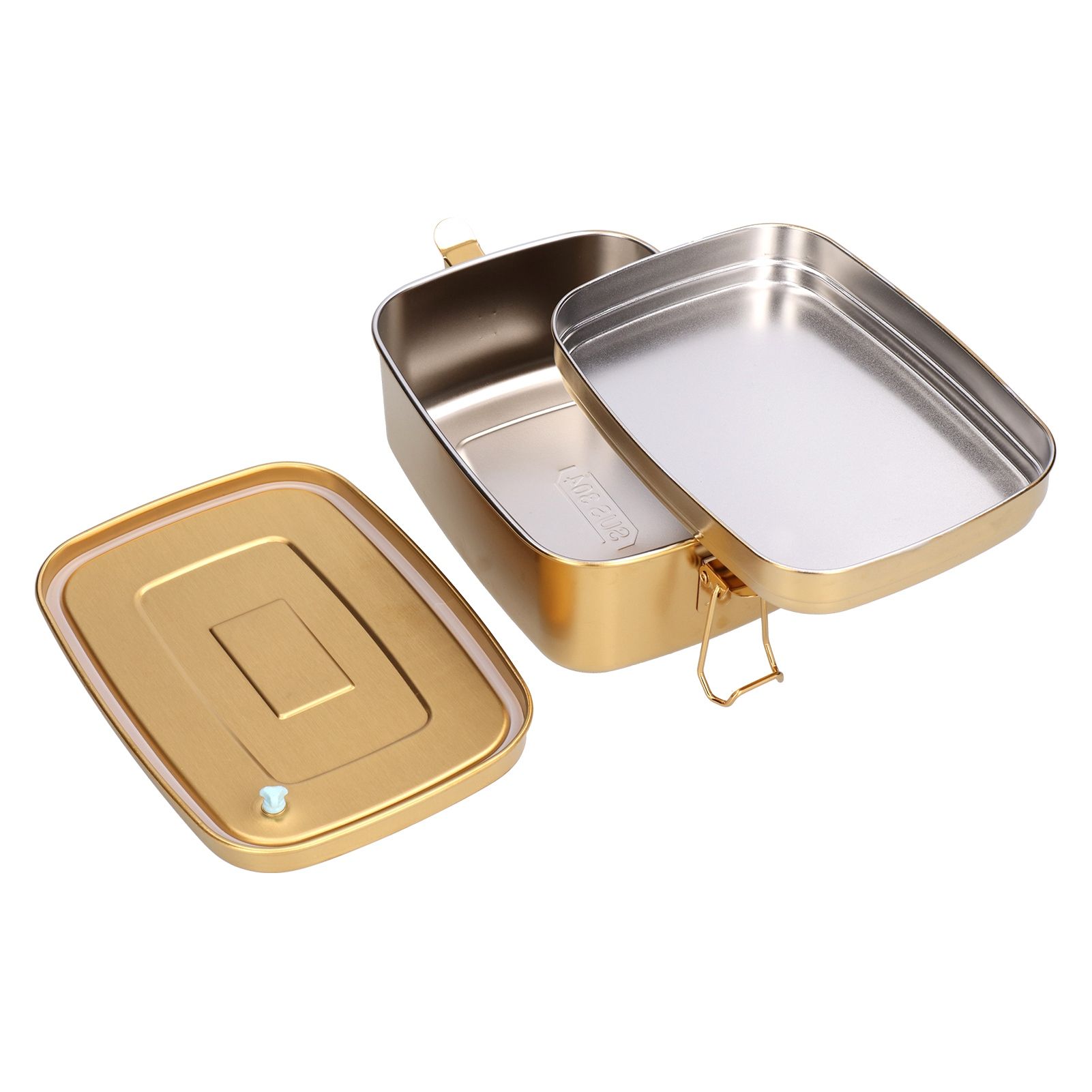1.5L 2 Layer Lunch Box Portable Leakproof 304 Stainless Steel Bento Food Container Dinnerware for Home OfficeGold - Image 3