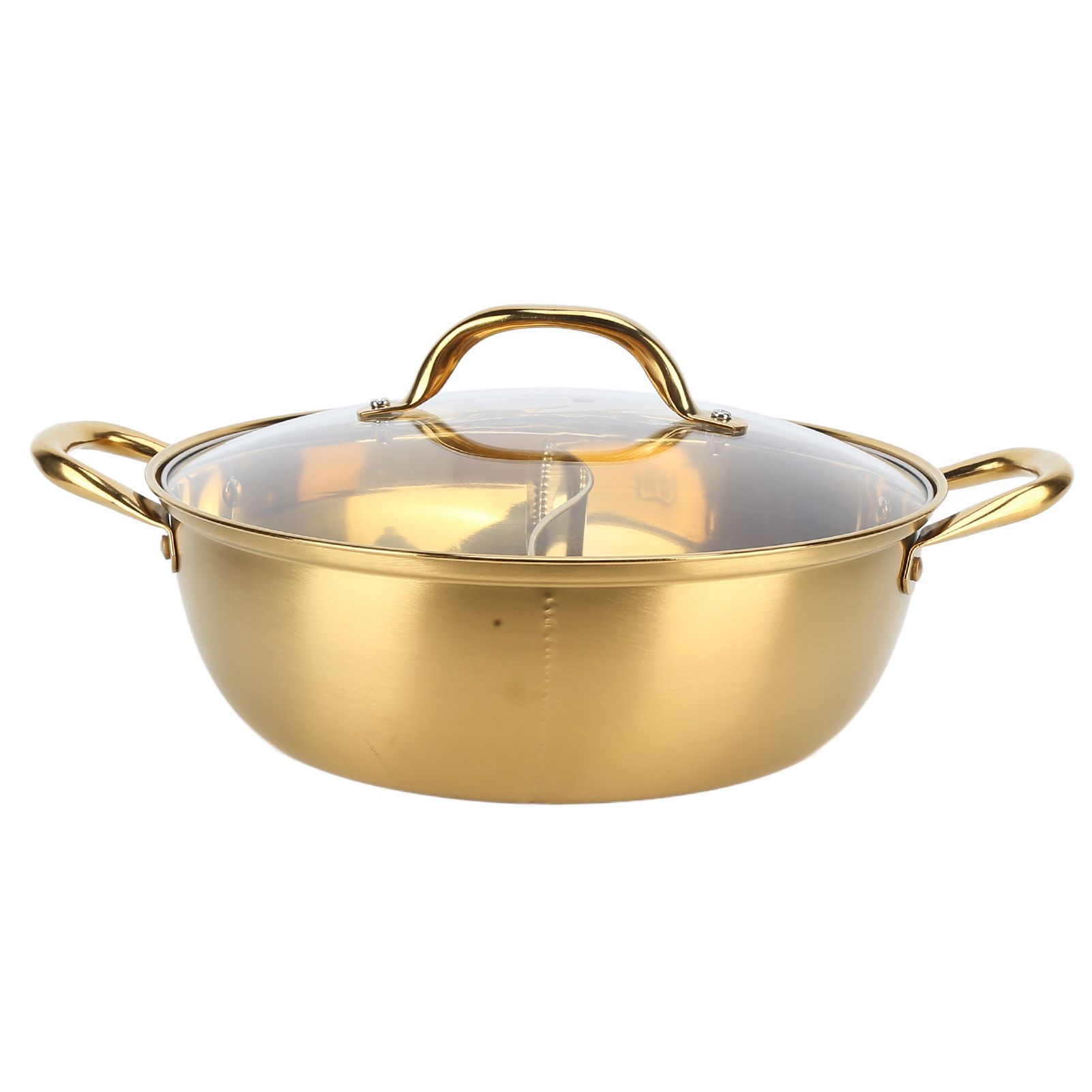 Hot Pot 30.3cm Diameter 304 Stainless Steel Rust Proof Separate Design Mandarin Duck PotGold - Image 3