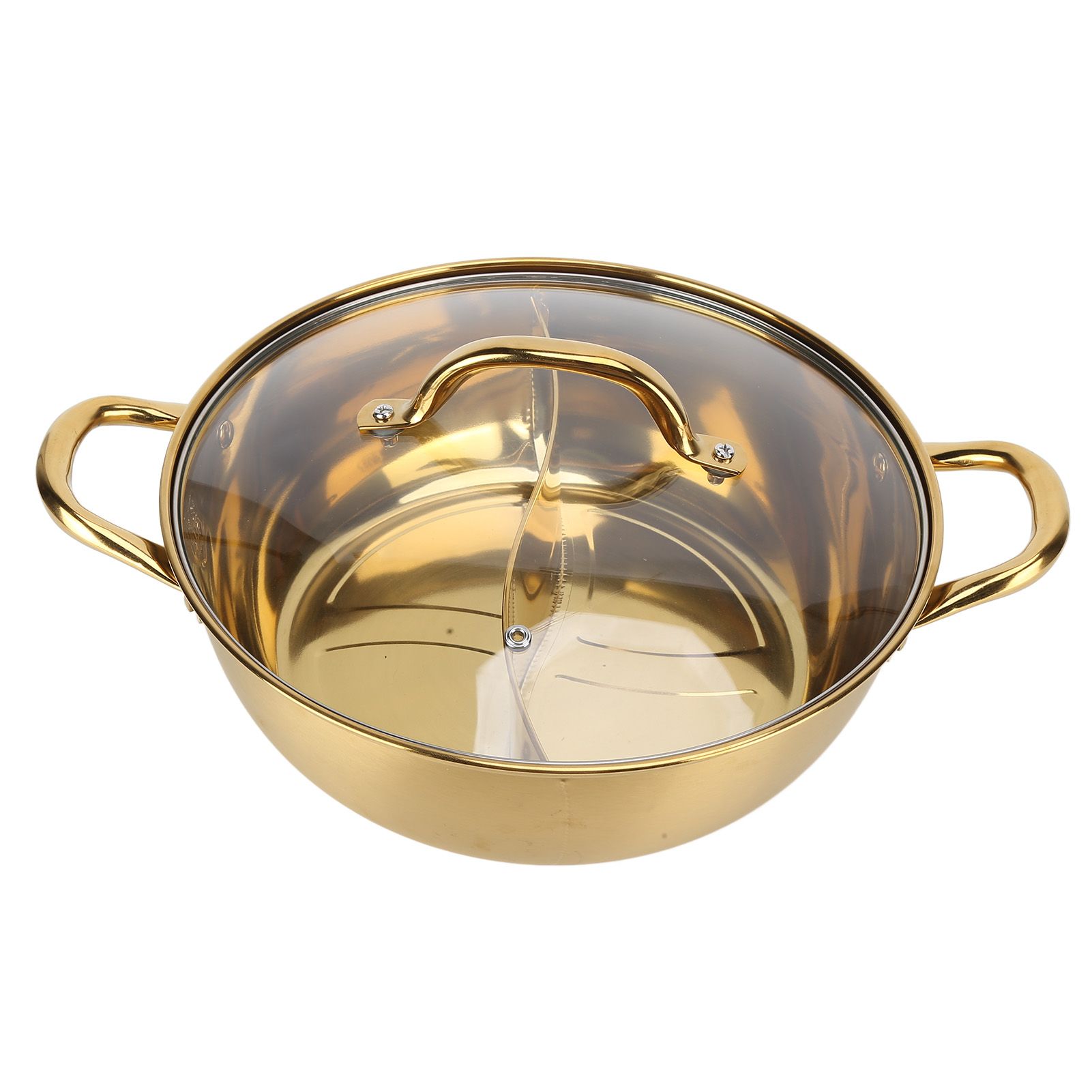 Hot Pot 30.3cm Diameter 304 Stainless Steel Rust Proof Separate Design Mandarin Duck PotGold - Image 8