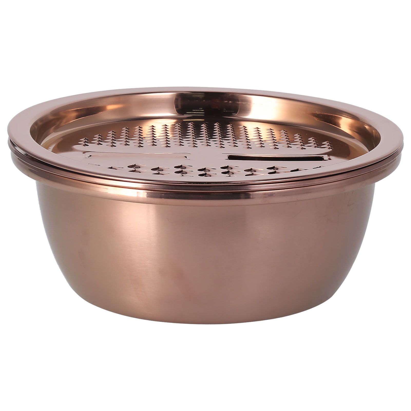Multipurpose Water Basin Drain Basket with Vegetable Cutter Grater Stainless Steel for Home KitchenRose Gold - Image 6