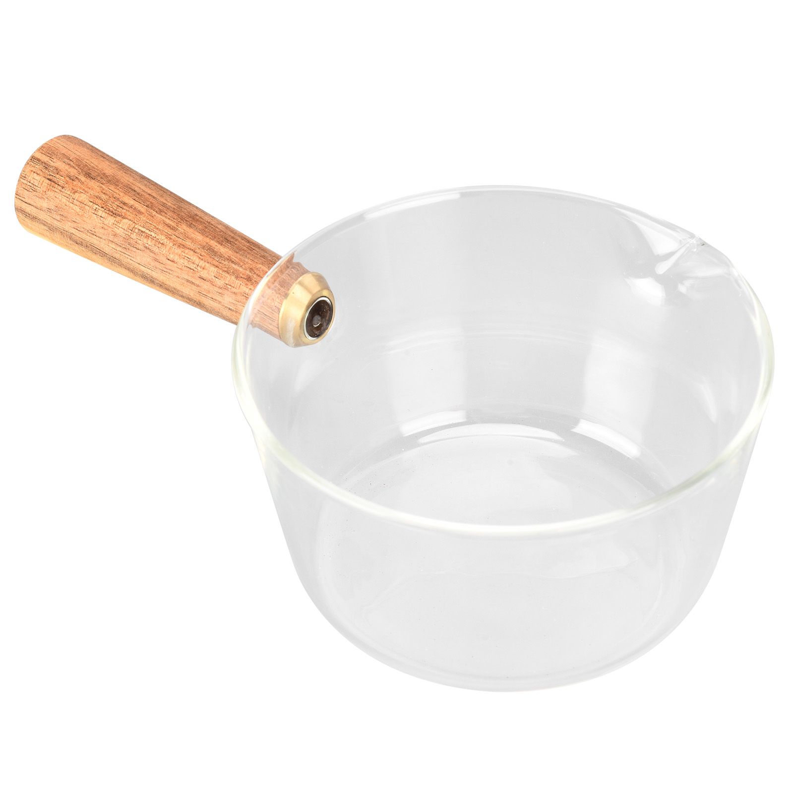 Glass Milk Pot with Wooden Handle V Shaped Spout Noodles Saucepan Home Kitchen Cookware Accessory400ml - Image 8