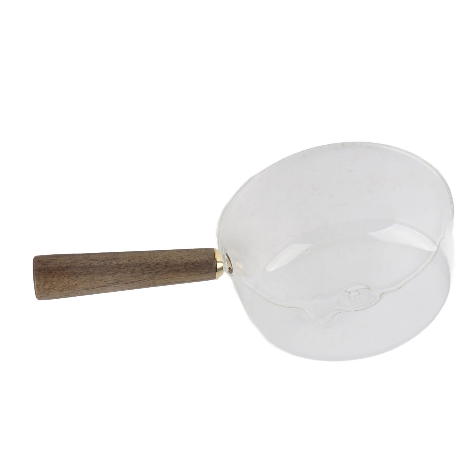 Glass Milk Pot with Wooden Handle V Shaped Spout Noodles Saucepan Home Kitchen Cookware Accessory600ml - Image 2