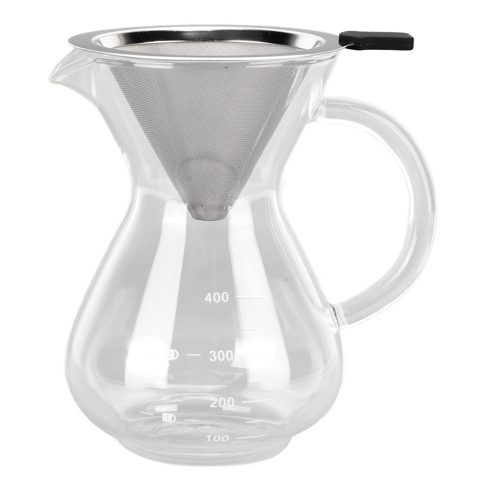 400ml Glass Coffee Pot Kettle Heat Resistant Pour Over Coffee Maker with Stainless Steel Filter for Home KitchenRound Base - Image 1