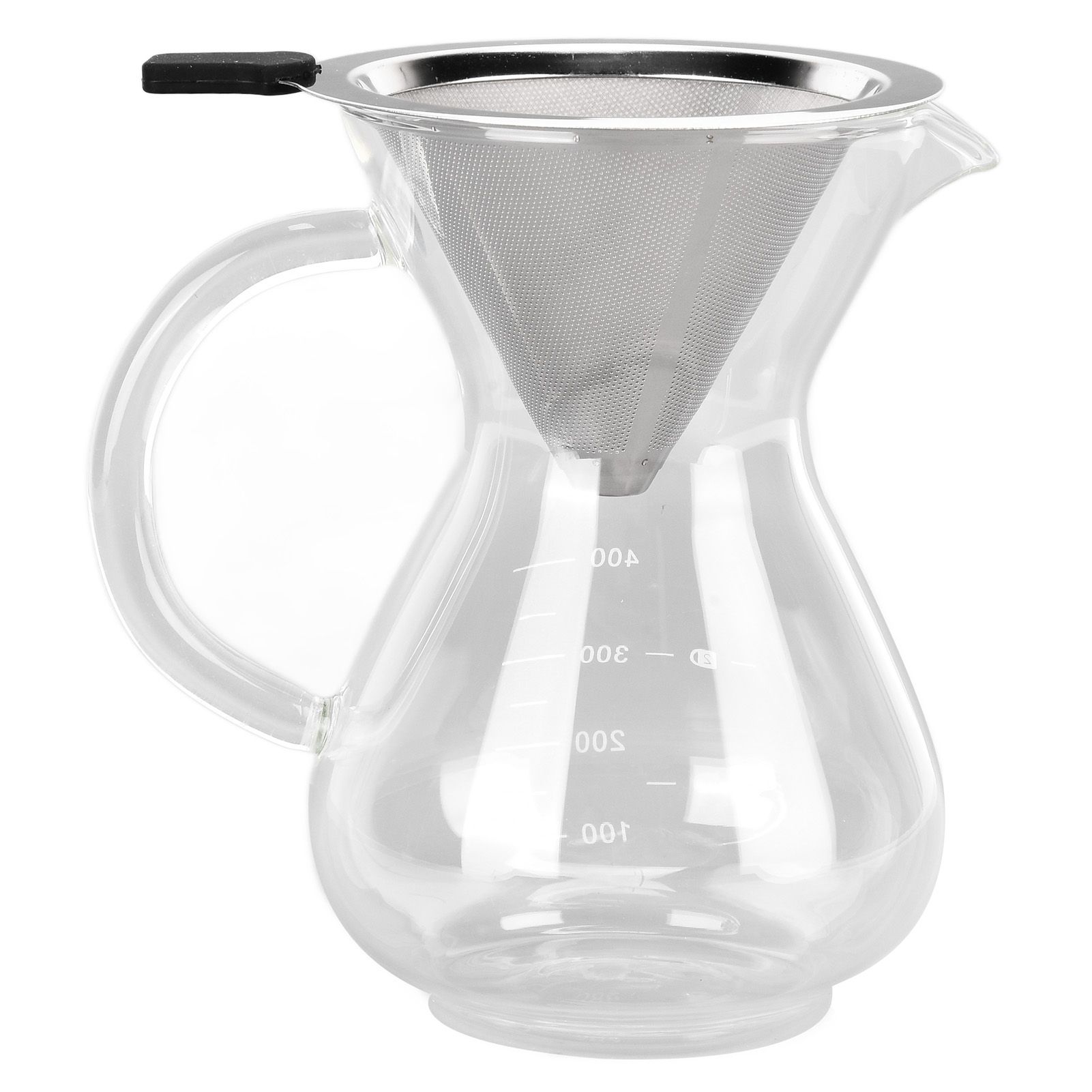 400ml Glass Coffee Pot Kettle Heat Resistant Pour Over Coffee Maker with Stainless Steel Filter for Home KitchenRound Base - Image 2