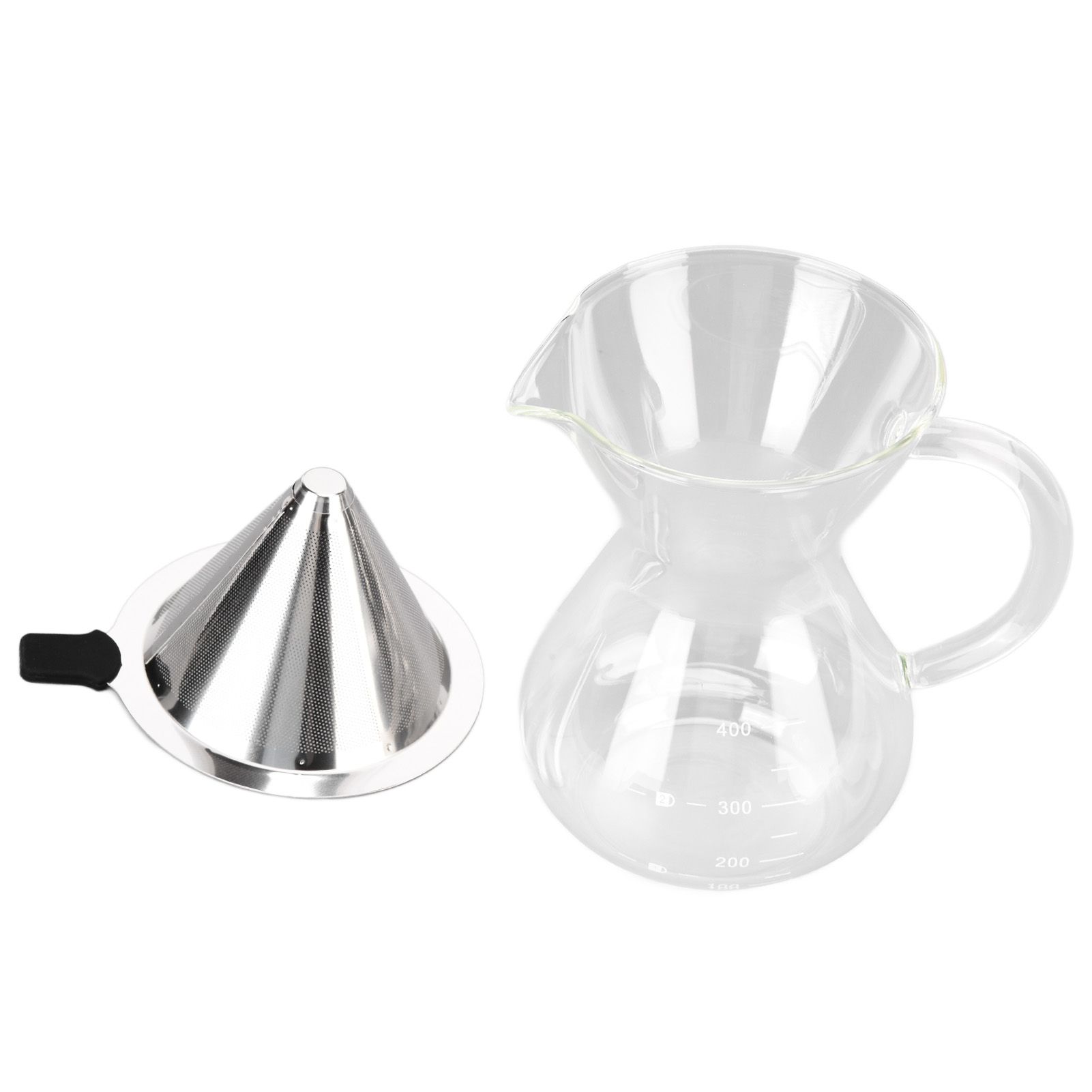 400ml Glass Coffee Pot Kettle Heat Resistant Pour Over Coffee Maker with Stainless Steel Filter for Home KitchenRound Base - Image 3