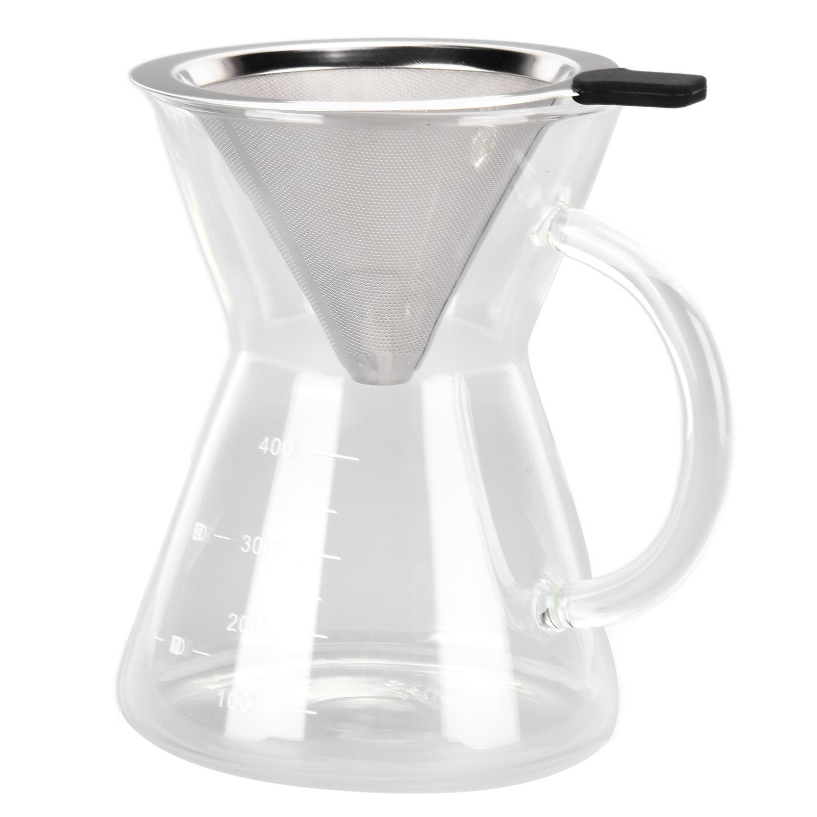 400ml Glass Coffee Pot Kettle Heat Resistant Pour Over Coffee Maker with Stainless Steel Filter for Home KitchenFlat Base - Image 1