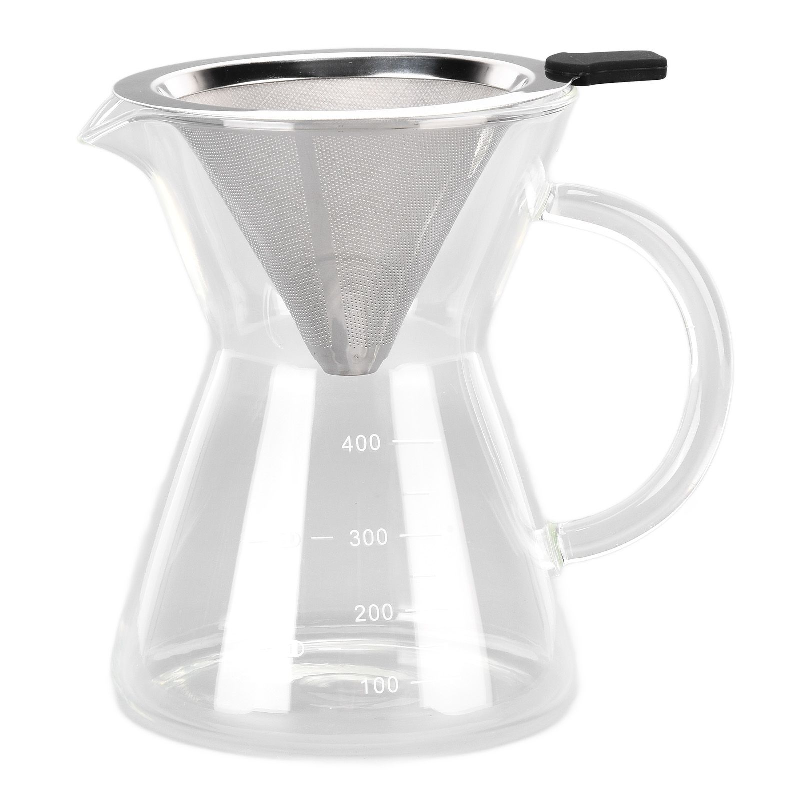 400ml Glass Coffee Pot Kettle Heat Resistant Pour Over Coffee Maker with Stainless Steel Filter for Home KitchenFlat Base - Image 3