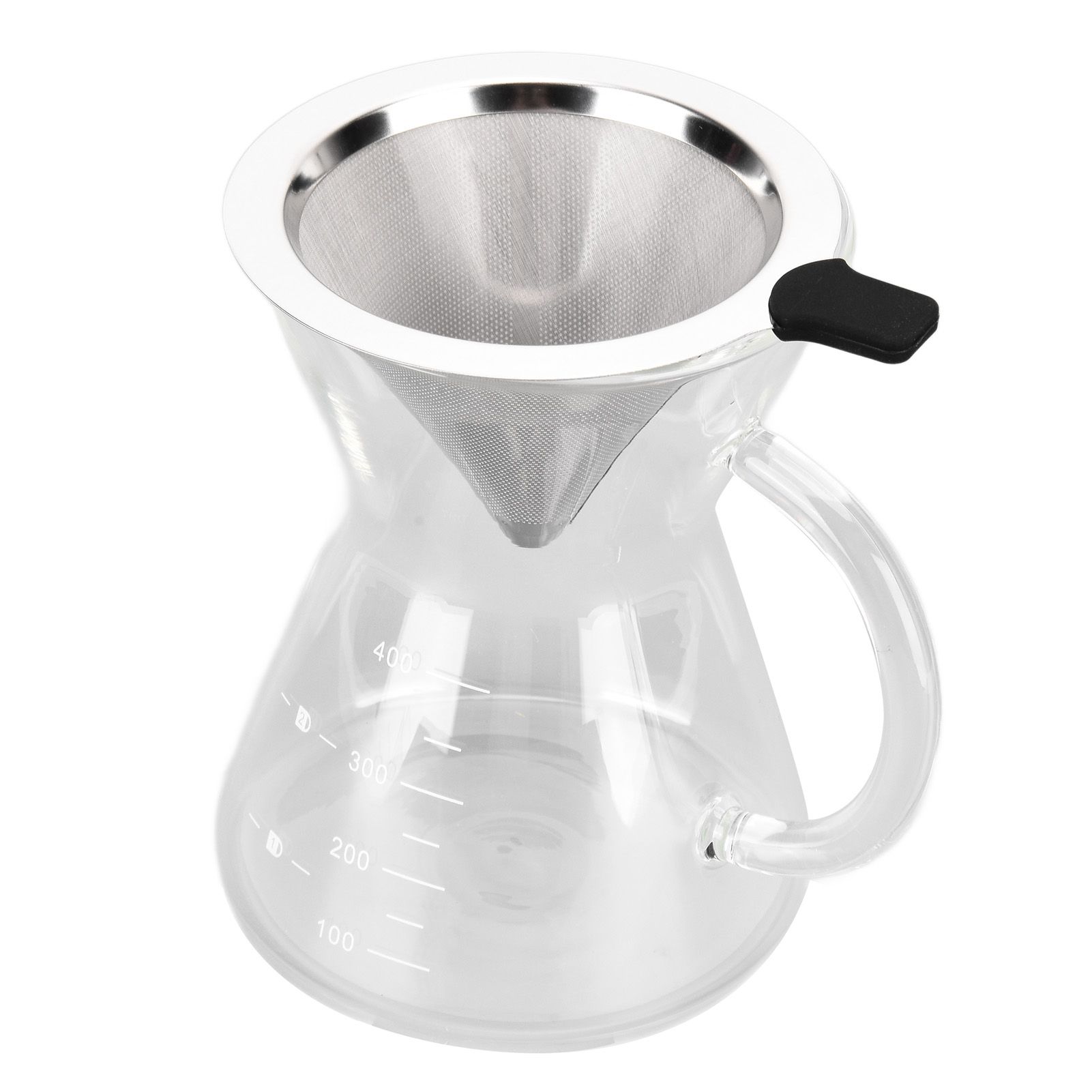 400ml Glass Coffee Pot Kettle Heat Resistant Pour Over Coffee Maker with Stainless Steel Filter for Home KitchenFlat Base - Image 4